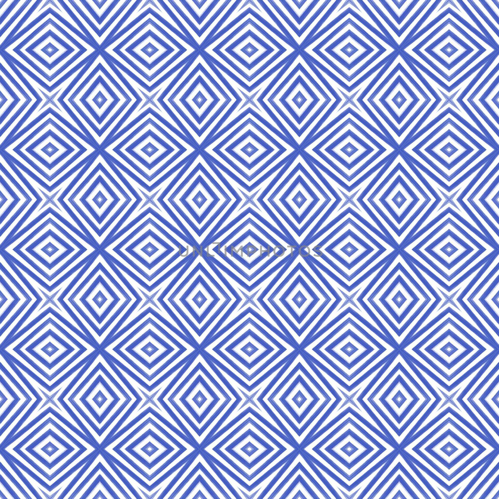 Mosaic seamless pattern. Indigo symmetrical by beginagain