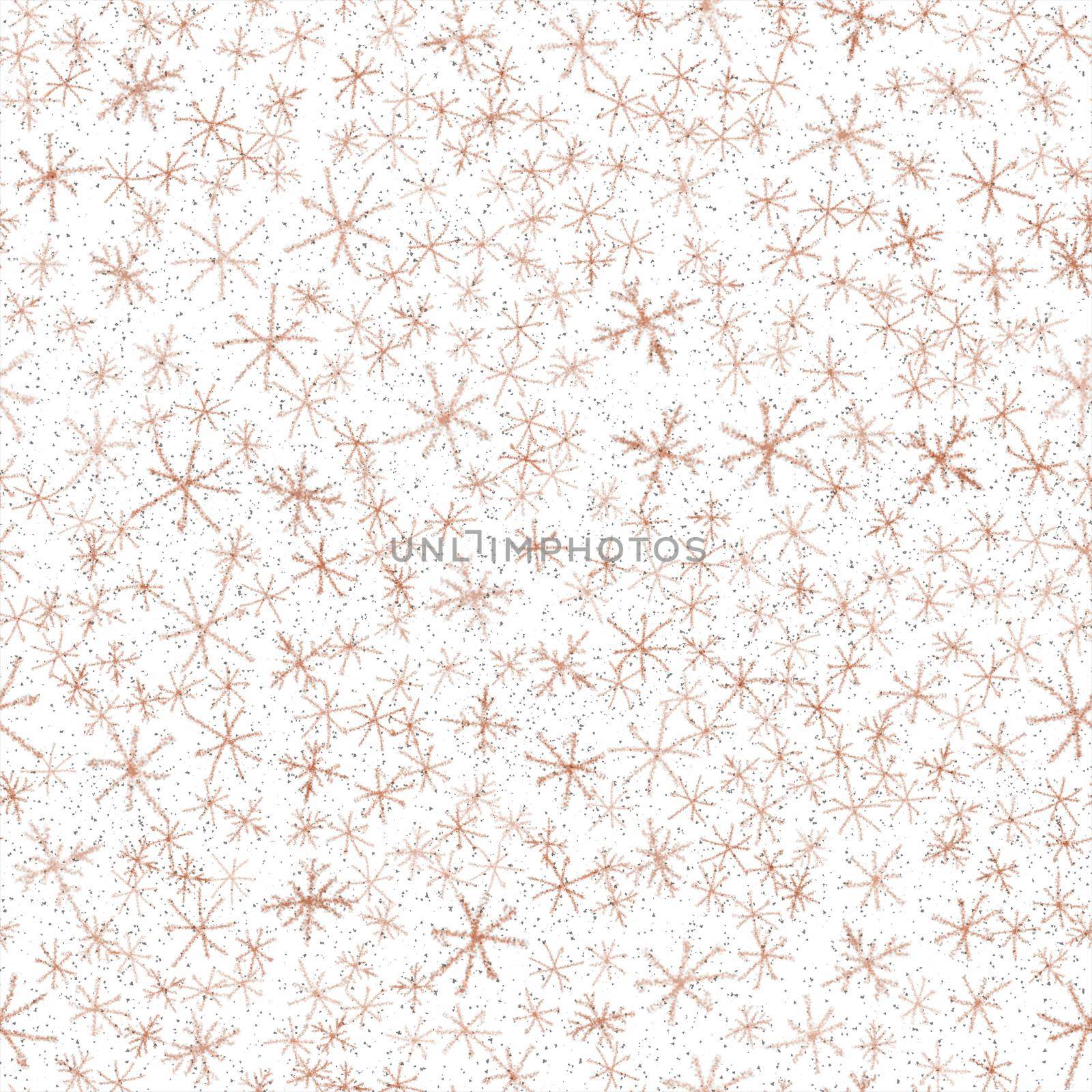 Hand Drawn Snowflakes Christmas Seamless Pattern. Subtle Flying Snow Flakes on chalk snowflakes Background. Artistic chalk handdrawn snow overlay. Terrific holiday season decoration.