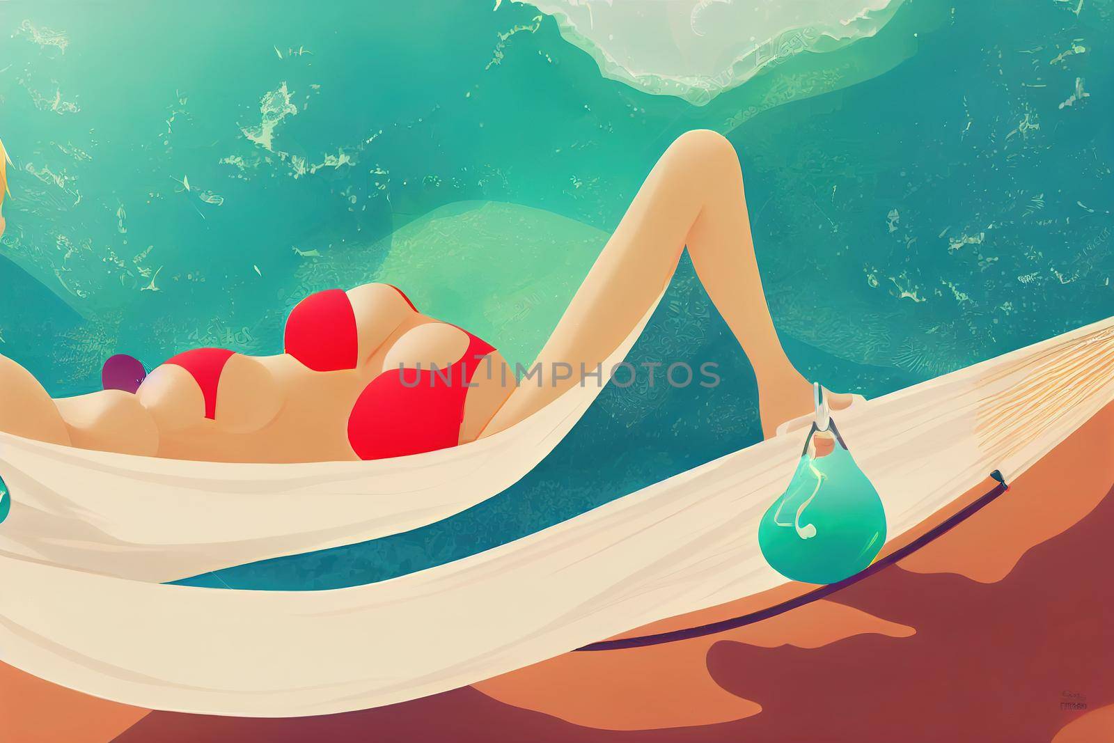 Abstract style Young attractive woman cartoon character . High quality 3d illustration