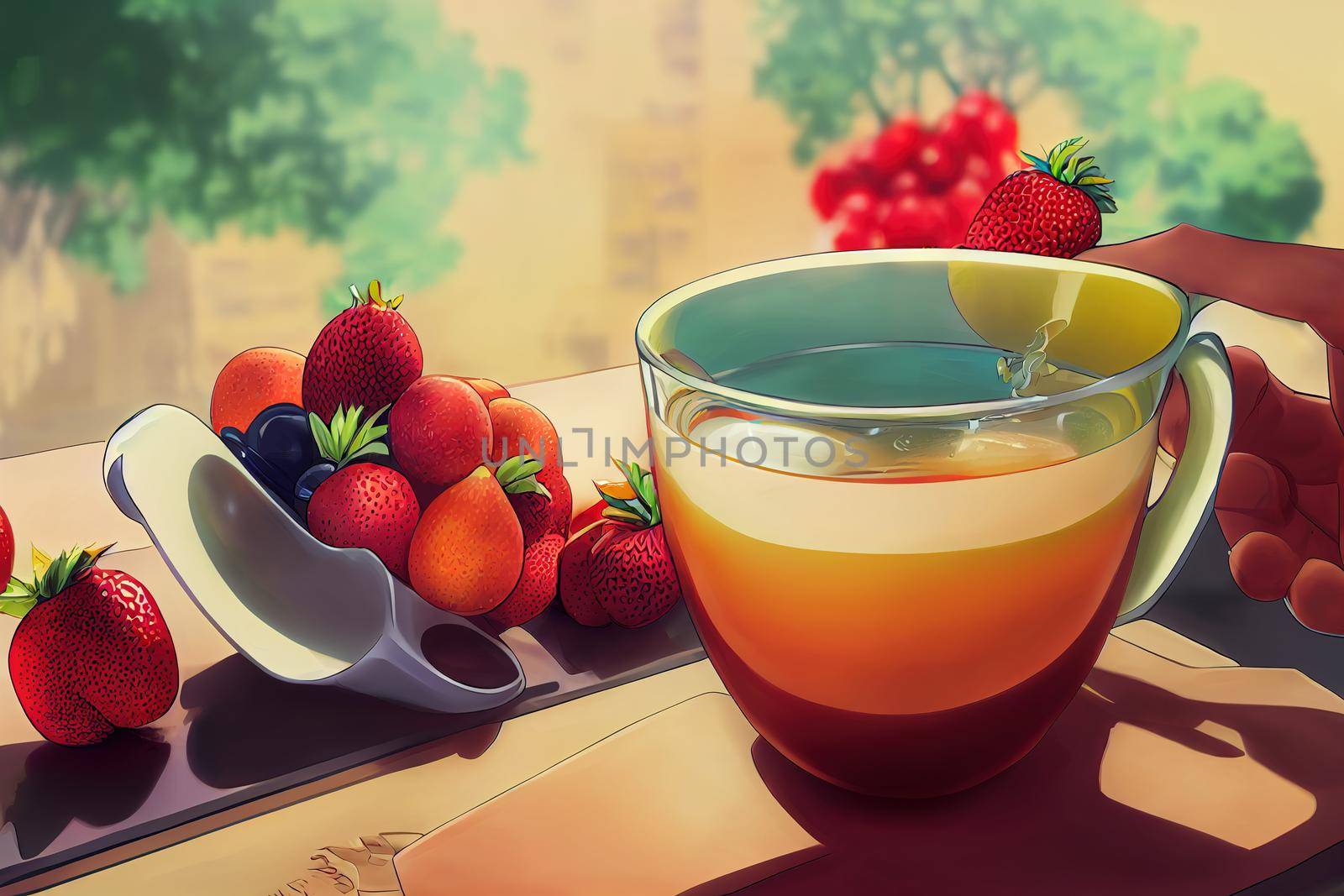 Hand Holding Cup of Fruit Juice by 2ragon