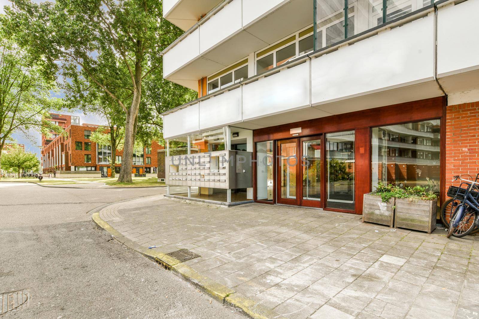 View of street near building with beauty of vegetation outside