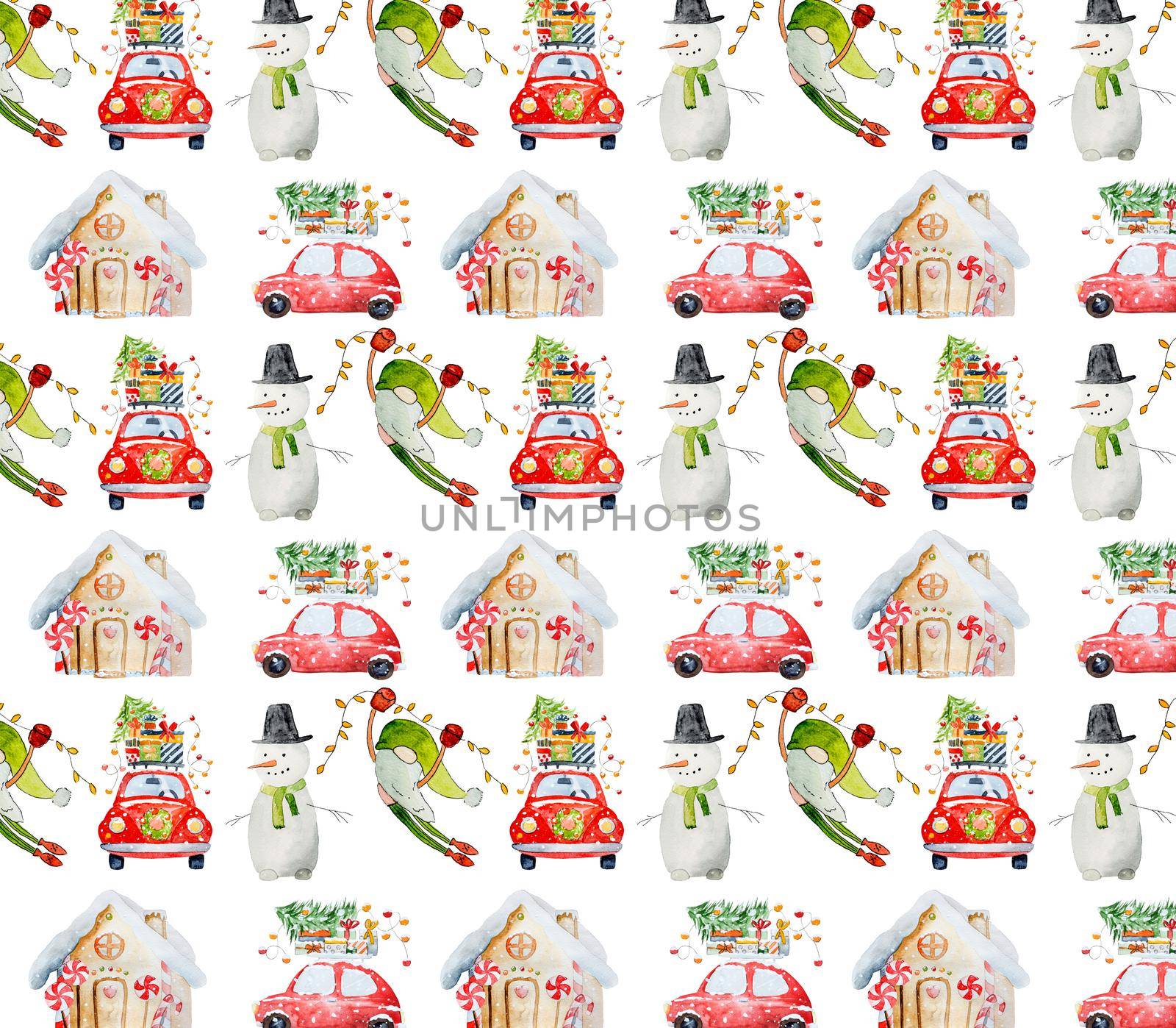 Christmas illustrations seamless pattern on white background