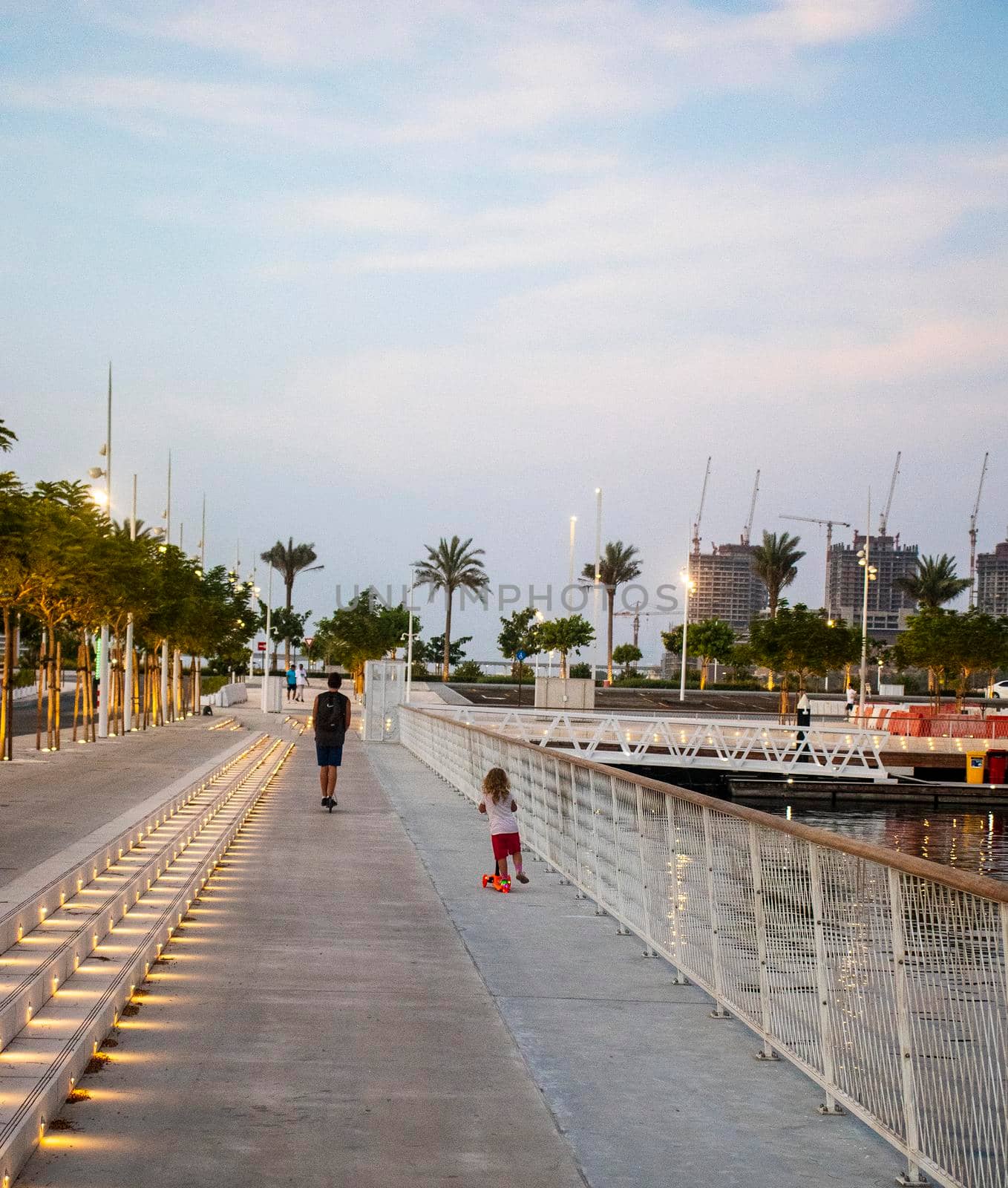 Dubai, UAE - 07.19.2021 Sunset in Dubai harbor. Outdoors by pazemin