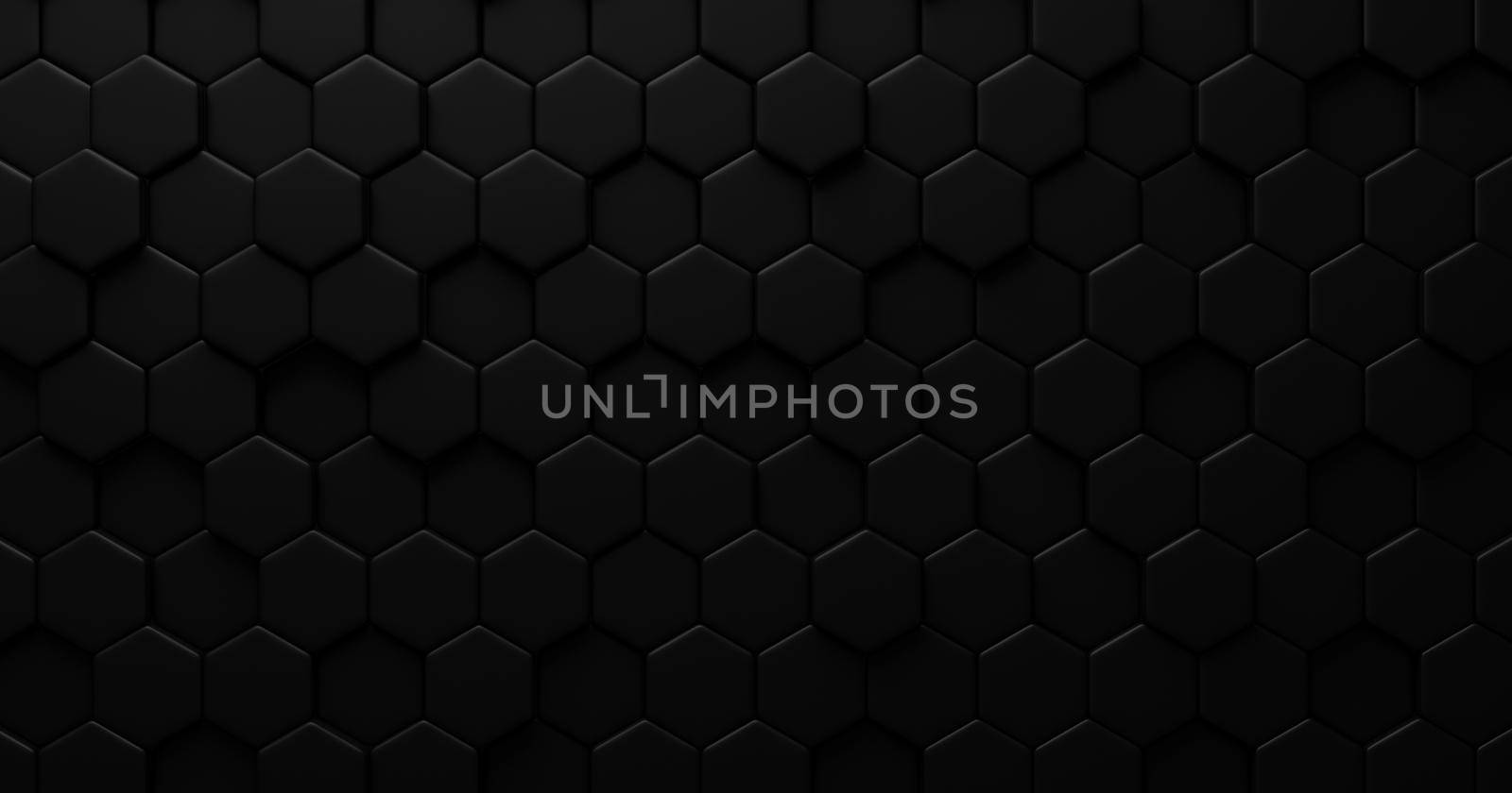 Black hexagon background 3D render