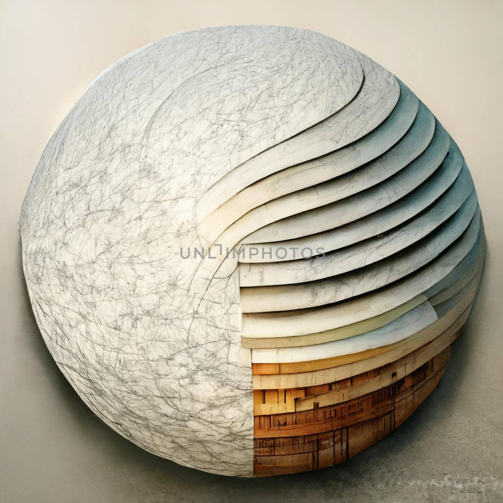 Sphere abstract architecture background, white round the building