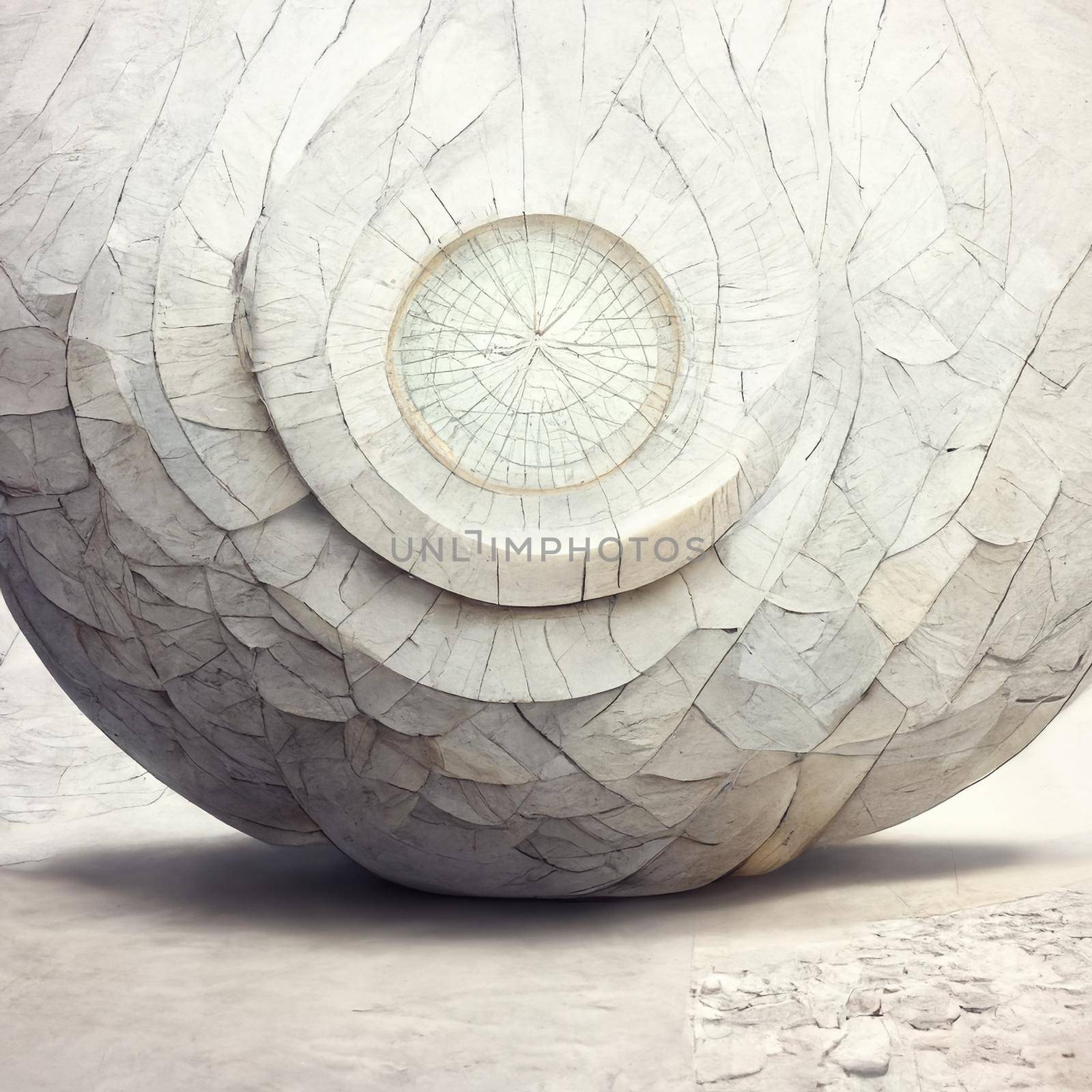 Sphere abstract architecture background, white round the building