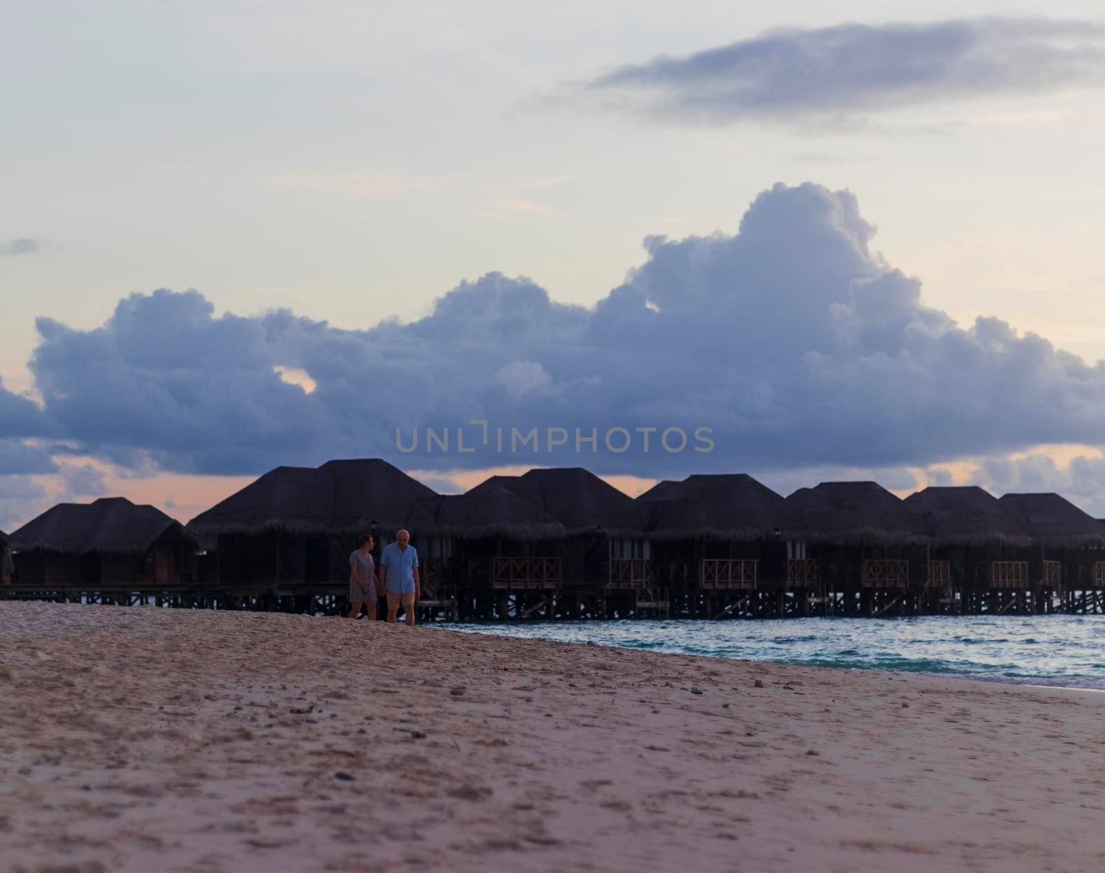 Shot of a over water bungalows on tropical island. Holiday by pazemin