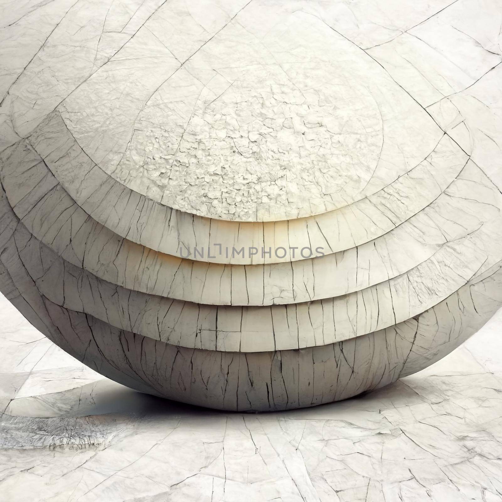 Sphere abstract architecture background, white round the building