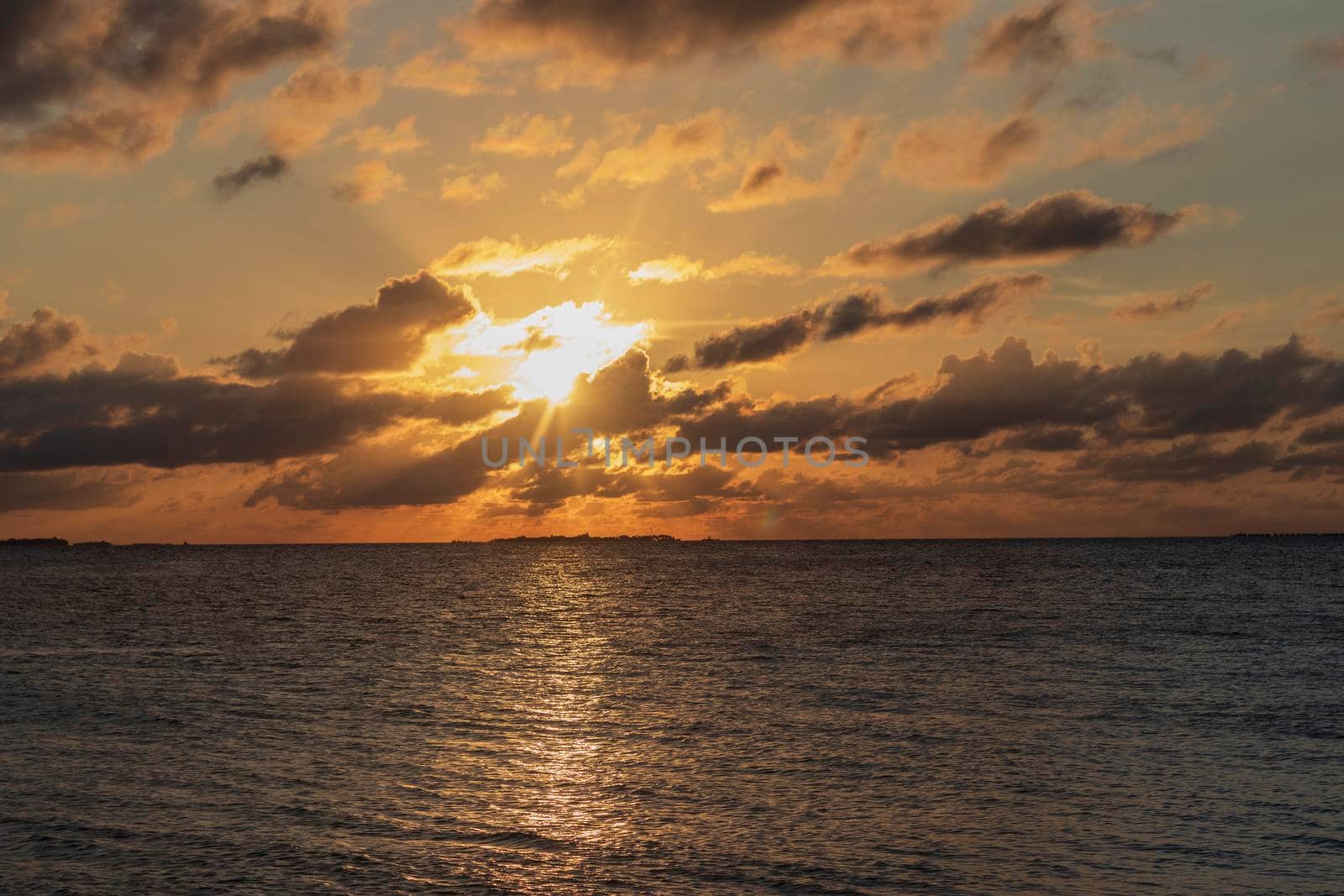 Dramatic sunset over the sea. Nature by pazemin