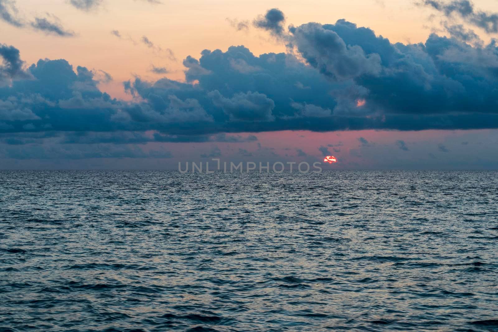 Dramatic sunset over the sea.