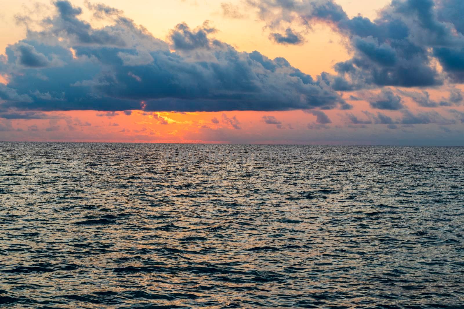 Dramatic sunset over the sea.