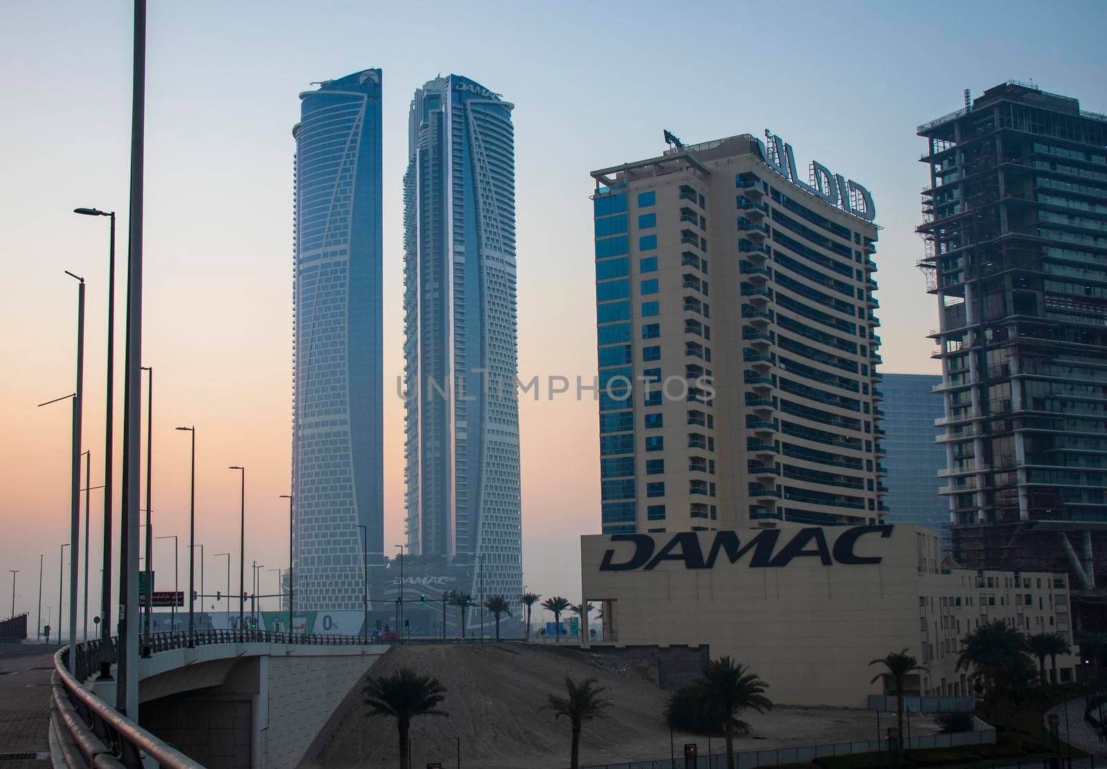 Dubai, UAE - 01.15.2021 Morning hour in Business bay district , Marasi drive, Outdoor by pazemin