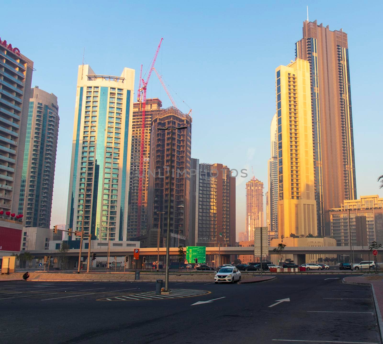 Dubai, UAE - 01.15.2021 Morning hour in Business bay district. Outdoors by pazemin