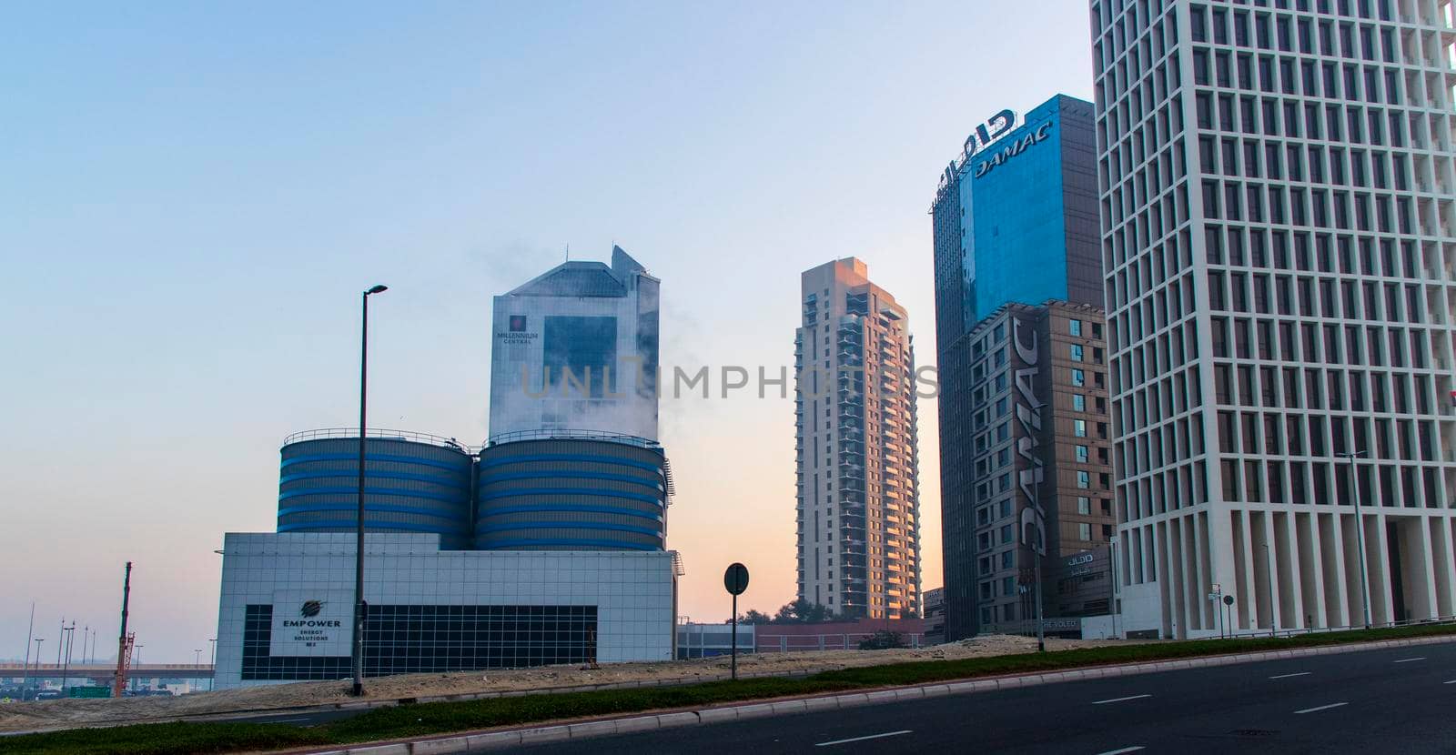 Dubai, UAE - 01.15.2021 Morning hour in Business bay district , Marasi drive. Outdoors by pazemin