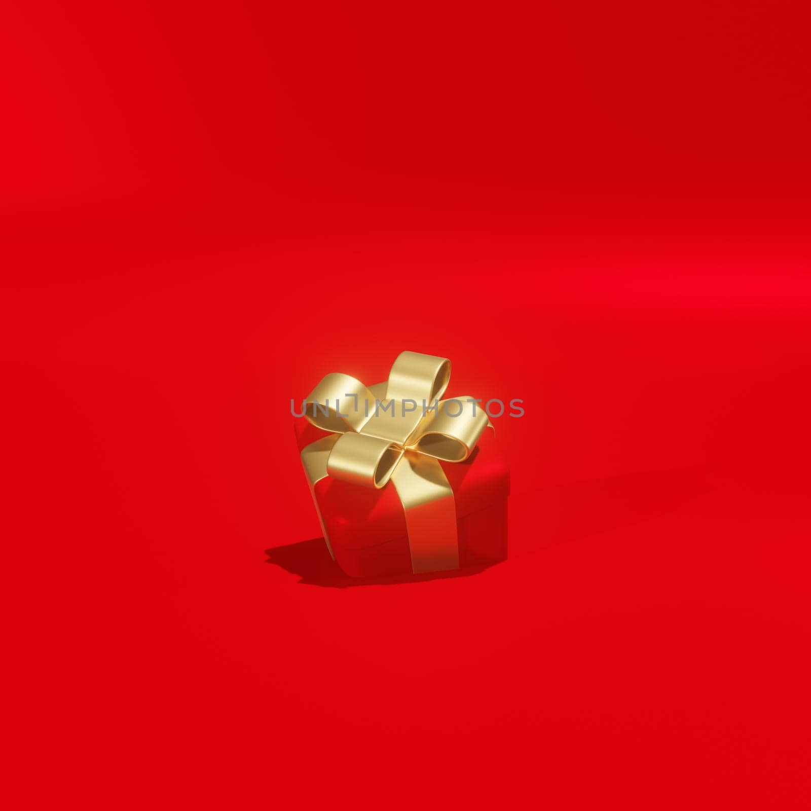 Realistic 3D Gift Box on red background by yganko