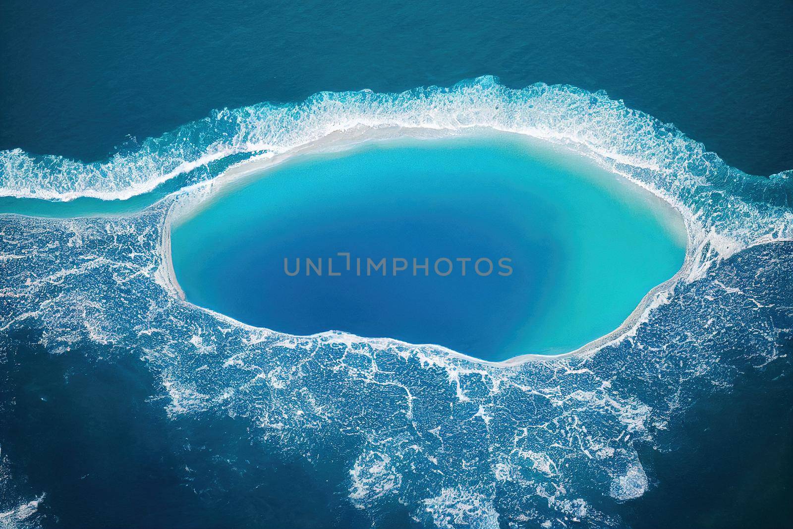 Beach and waves from above. ater background from the top. Summer attacks from the air. Aerial view of a blue ocean