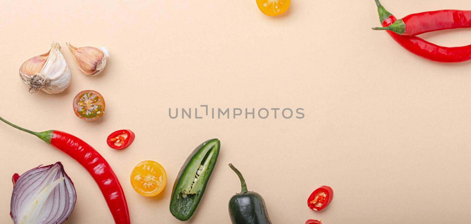 Creative cooking healthy organic food concept background made of colourful fruit and vegetables by its_al_dente