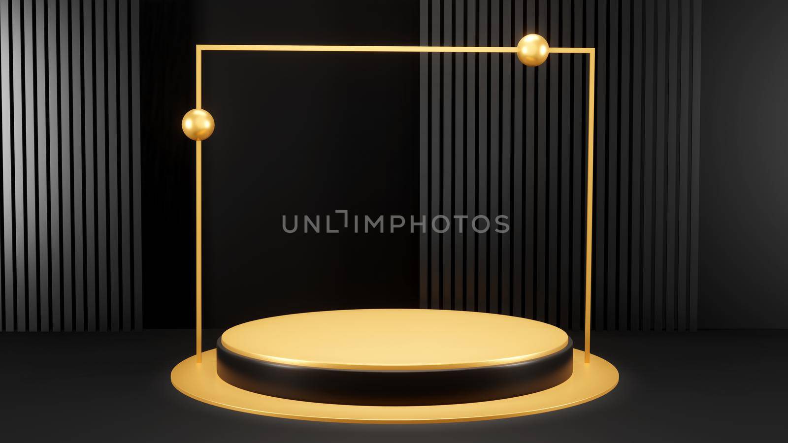 3d rendering of black background and product podium stand studio by Benzoix