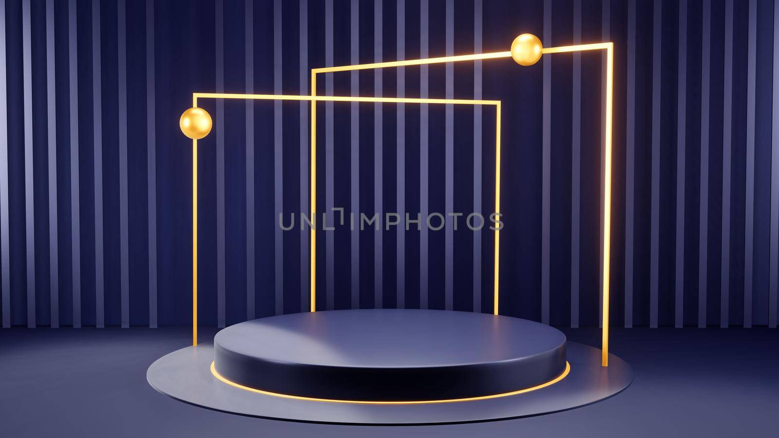 abstract geometry shape podium, blue and gold pastel product stand presentation with minimal style. 3d rendering illustration. by Benzoix