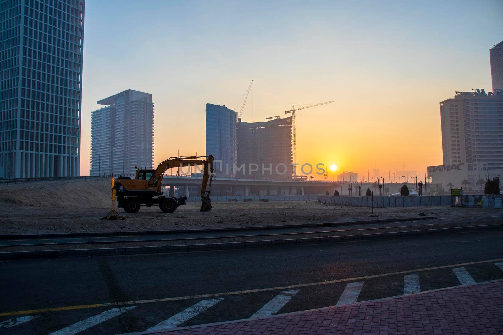 Dubai, UAE - 01.15.2021 Morning hour in Business bay district , Marasi drive. Outdoor by pazemin