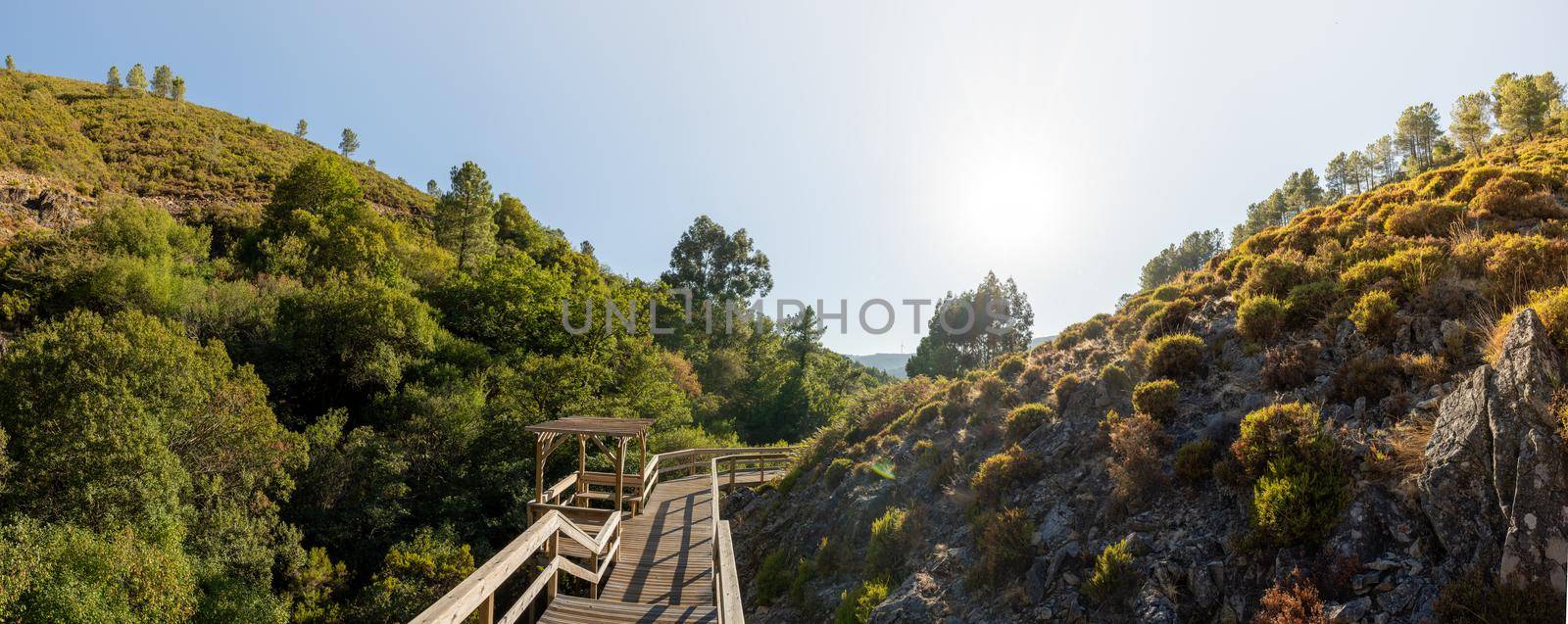 View of the walkways of Ribeira de Quelhas in Coentral Grande, Castanheira de Pera, Portugal.