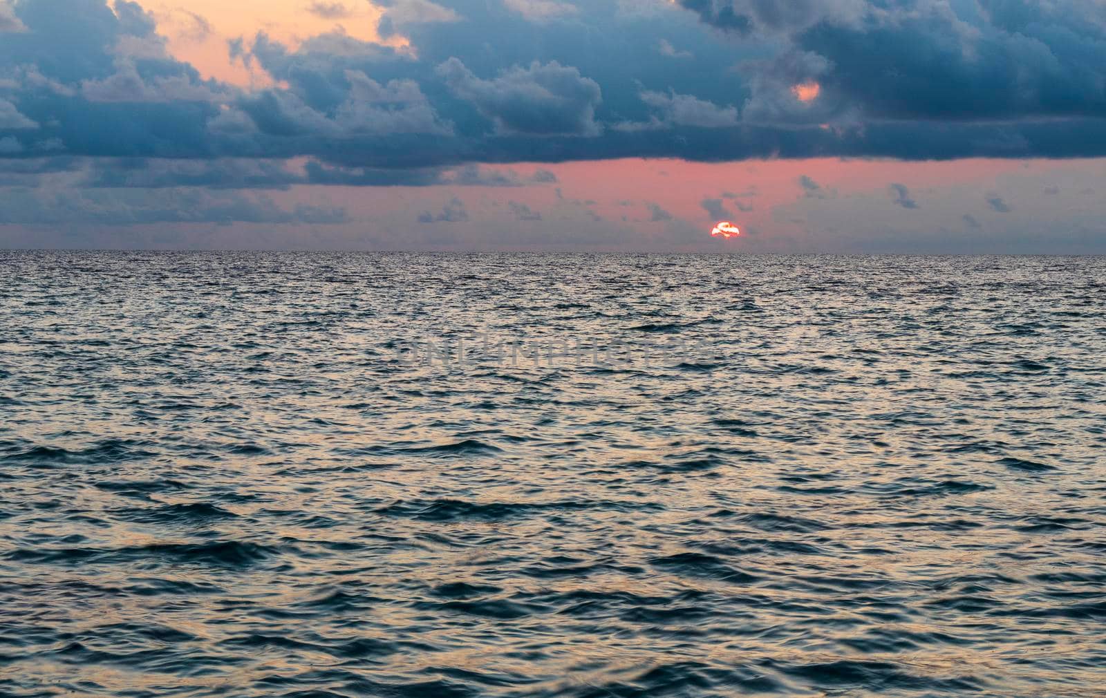 Dramatic sunset over the sea.