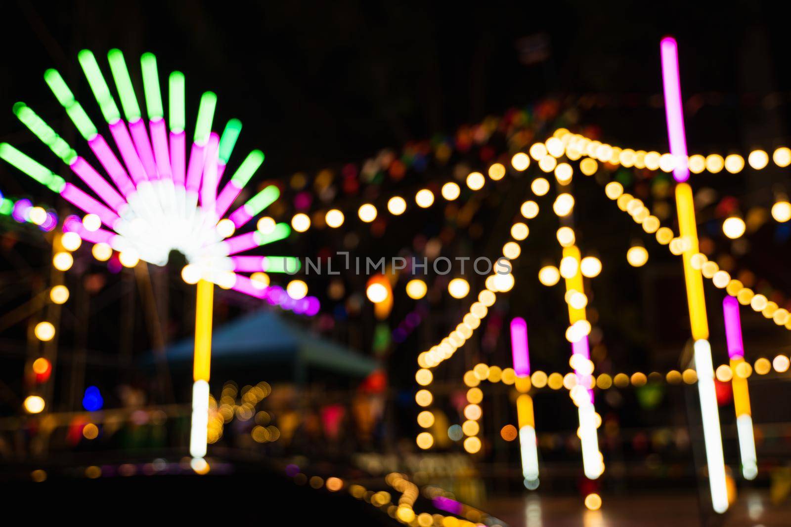 Ferris wheel at night of colorful with outdoor by Sorapop