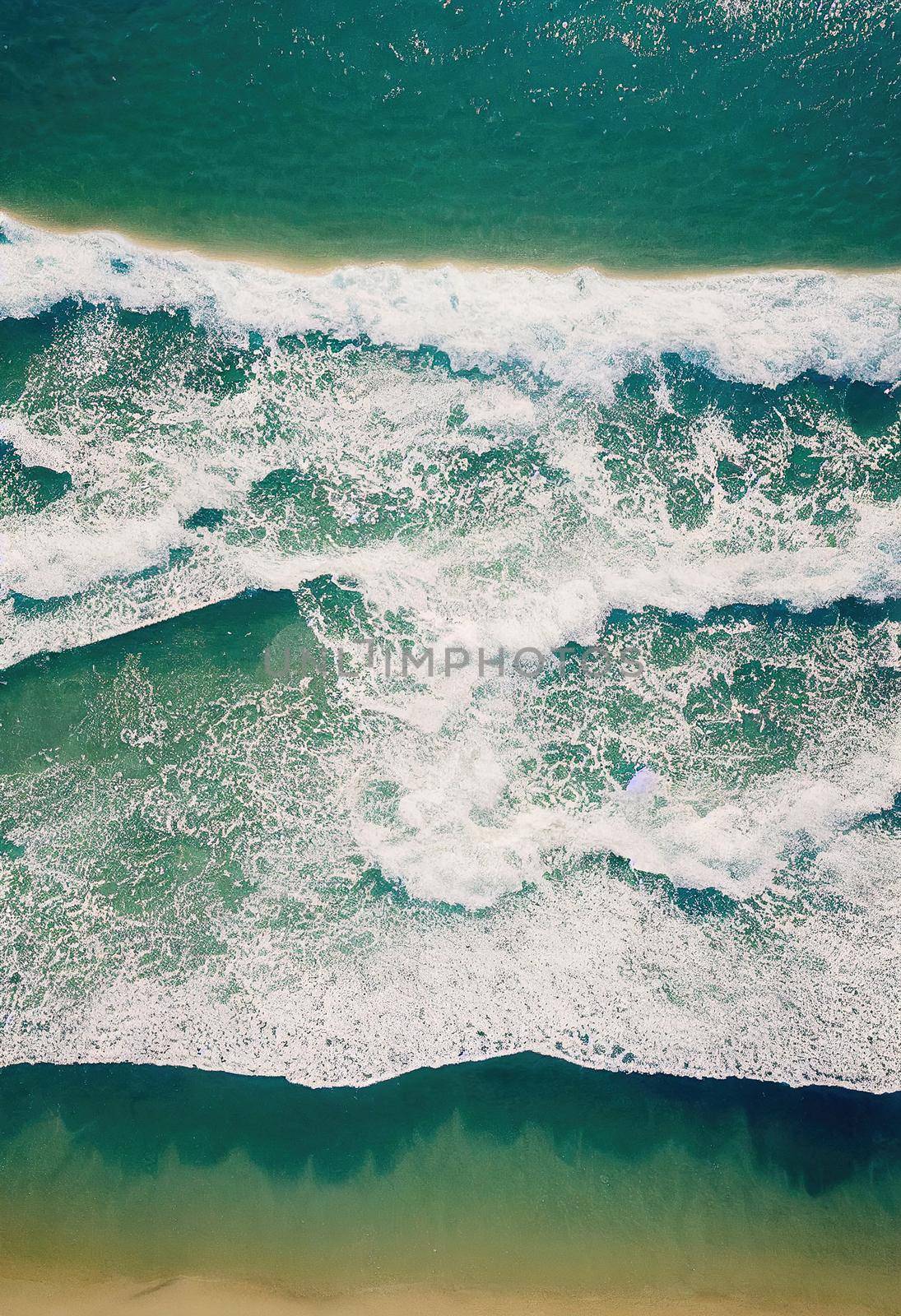 Beach and waves from above. ater background from the top. Summer attacks from the air. Aerial view of a blue ocean