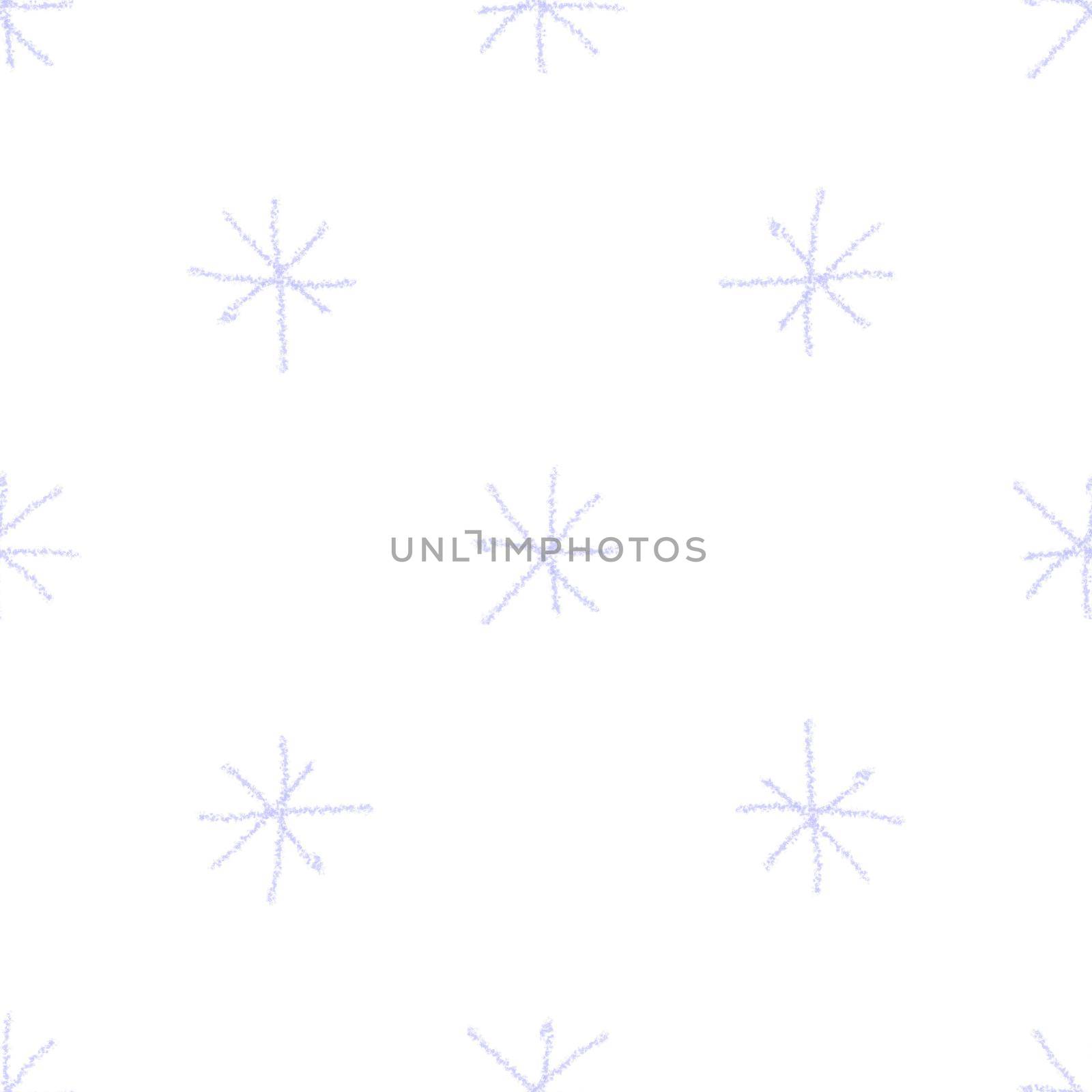Hand Drawn Snowflakes Christmas Seamless Pattern. Subtle Flying Snow Flakes on chalk snowflakes Background. Alluring chalk handdrawn snow overlay. Authentic holiday season decoration.