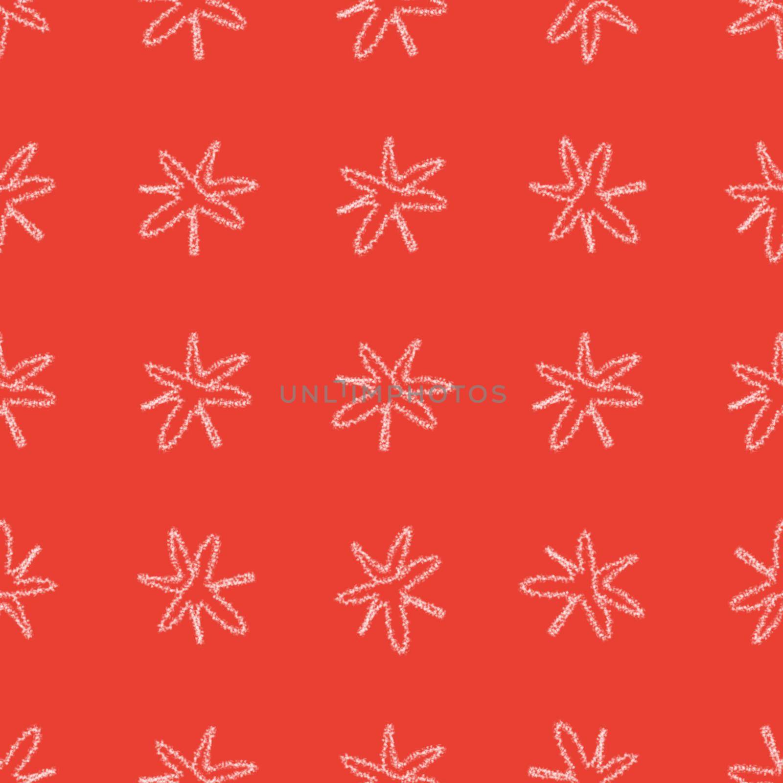 Hand Drawn Snowflakes Christmas Seamless Pattern. Subtle Flying Snow Flakes on chalk snowflakes Background. Beauteous chalk handdrawn snow overlay. Juicy holiday season decoration.
