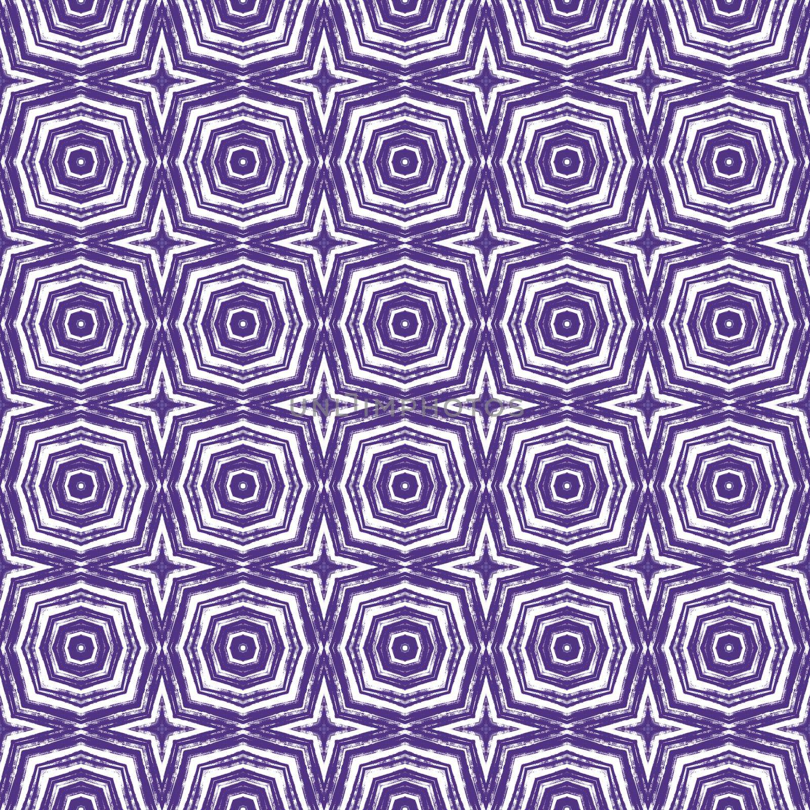 Tiled watercolor pattern. Purple symmetrical by beginagain