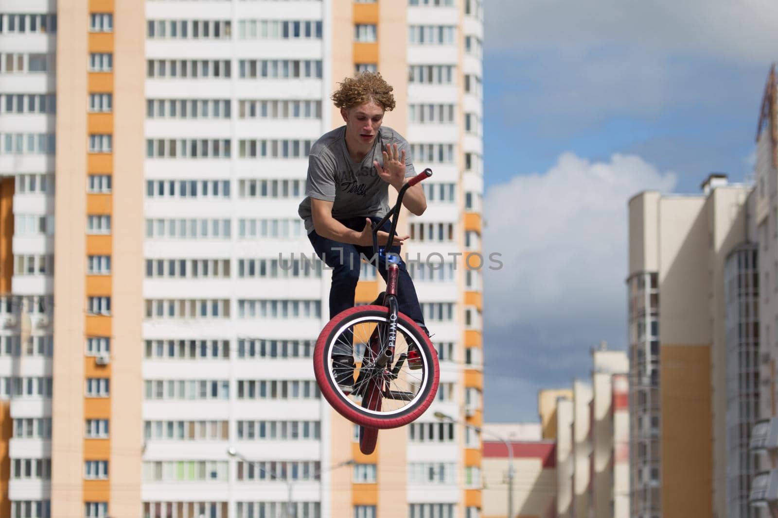 Extreme cycling.Risky sports cycling against the sky by Sviatlana