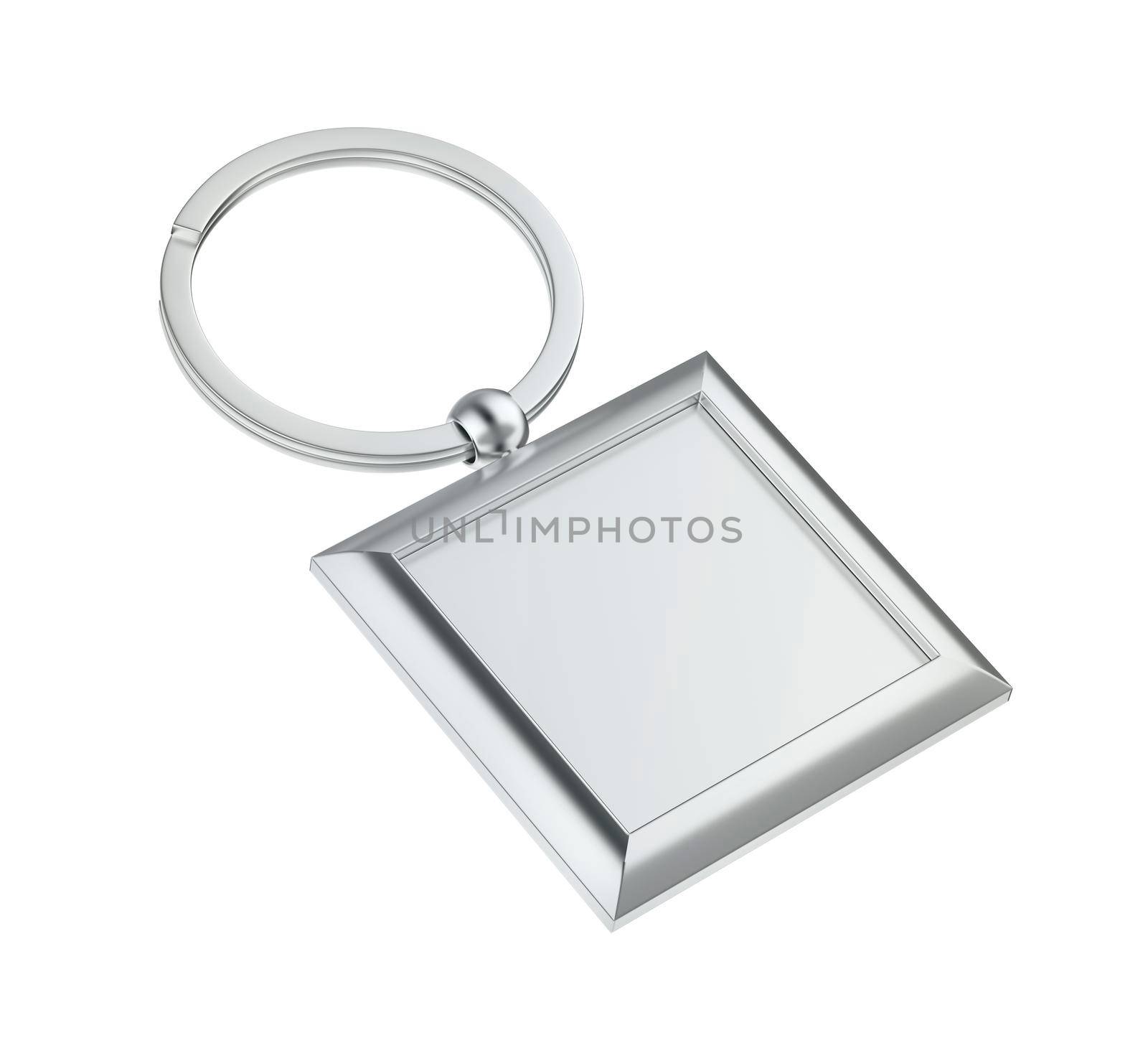 Blank silver keychain isolated on white background