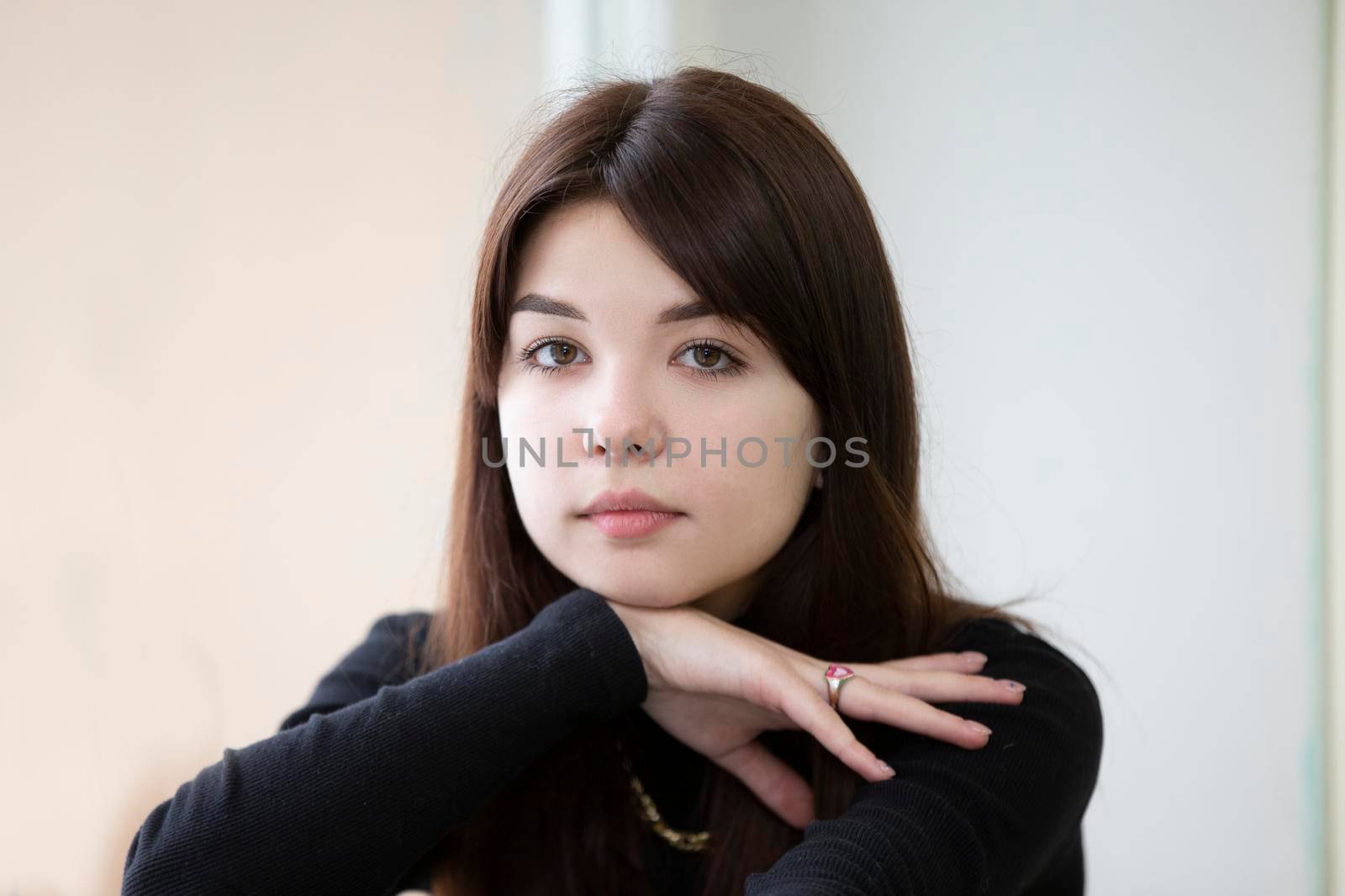 Beautiful teen girl closeup.Fifteen year old girl.