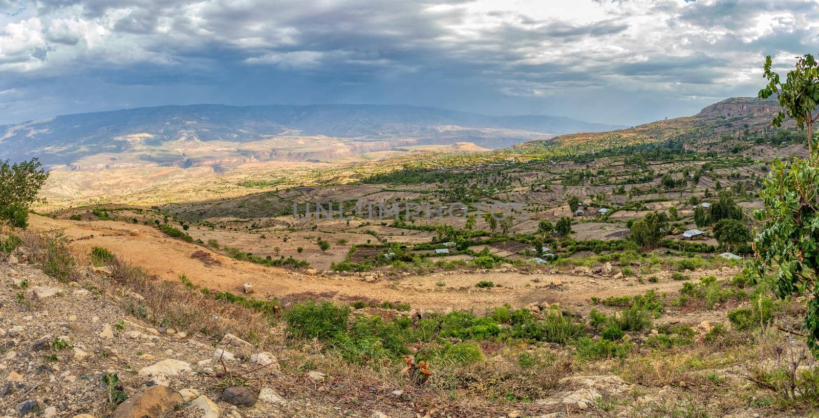 Highland landscape with houses, Ethiopia by artush