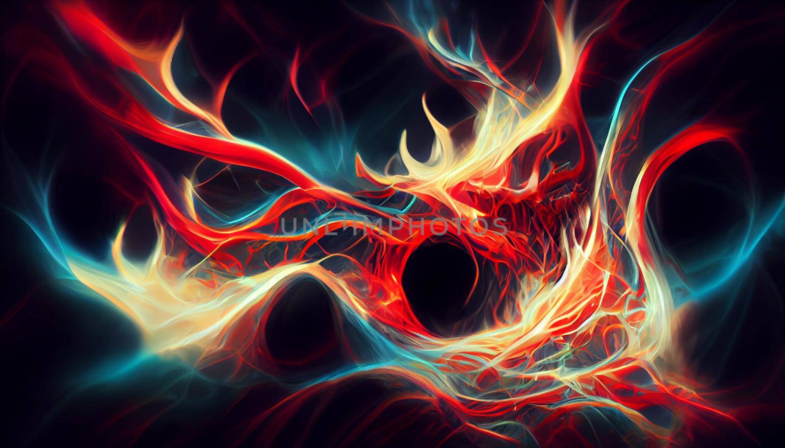 Halloween horror digital art abstract thief of red fire background. Digital illustration