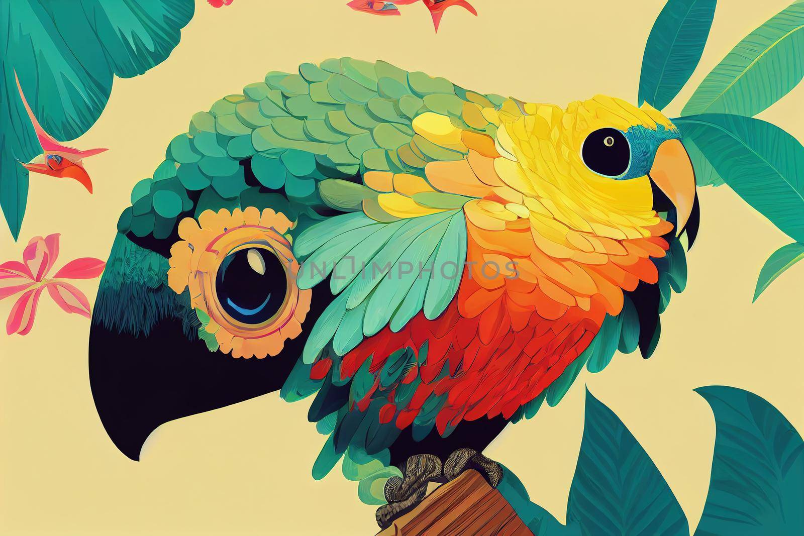 tropical parrot poster by 2ragon
