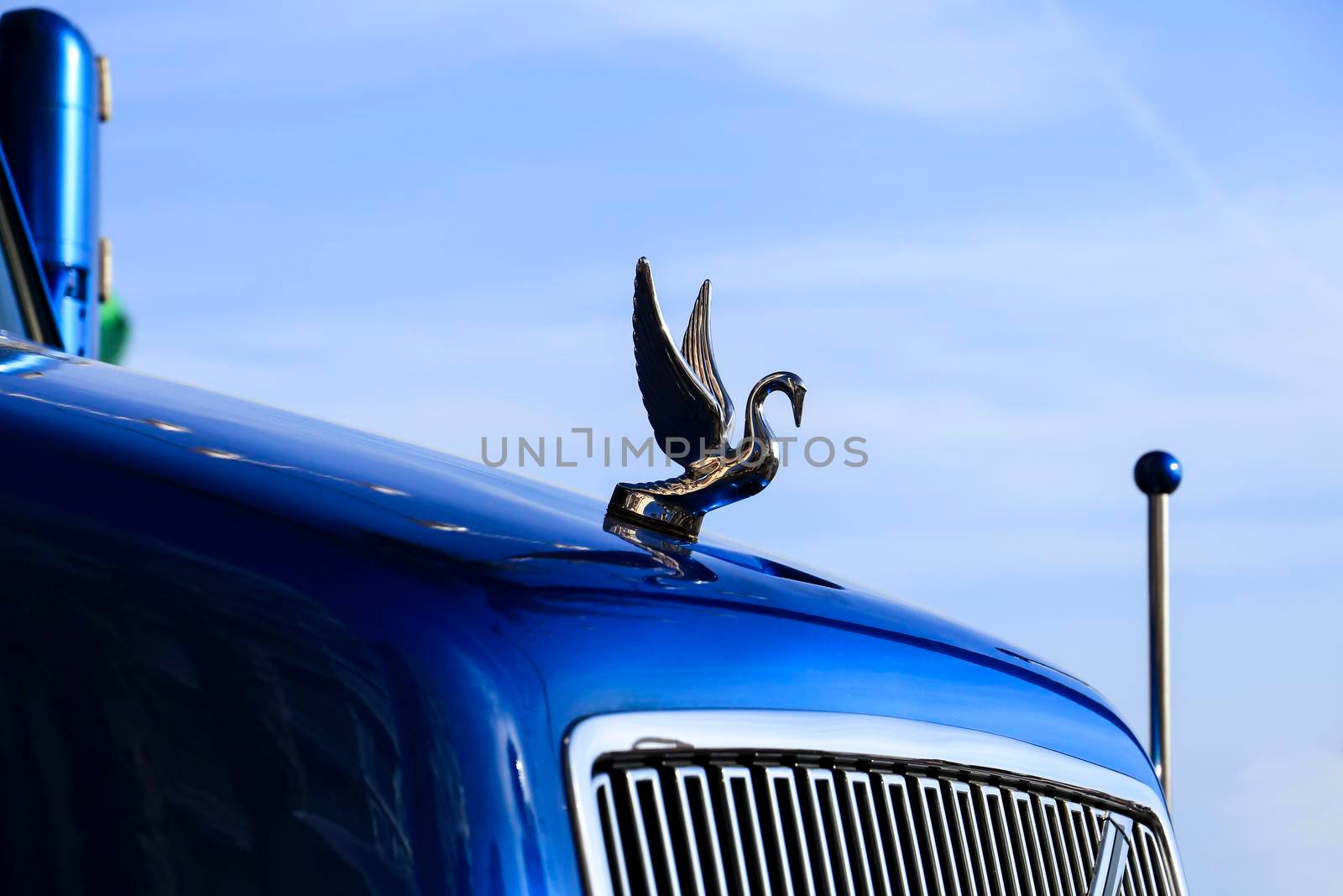 Colorful blue large trailer truck in Spain by soniabonet