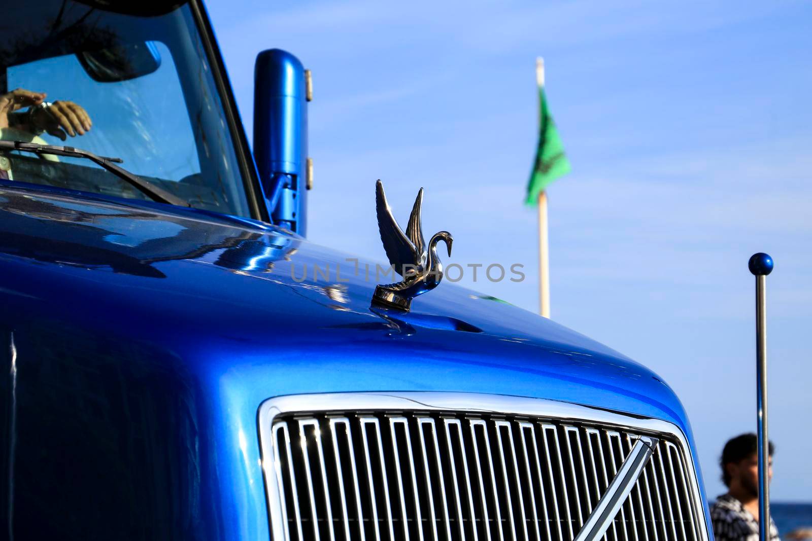 Colorful blue large trailer truck in Spain by soniabonet