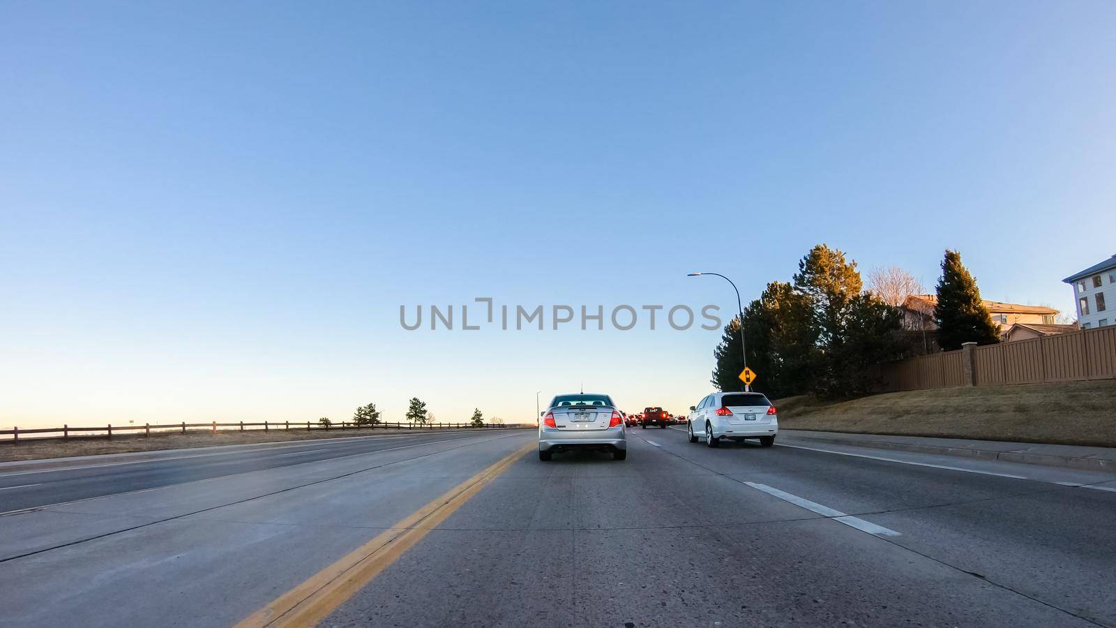 Denver, Colorado, USA-January 15, 2020 - Driving on typical paved roads in suburban America.