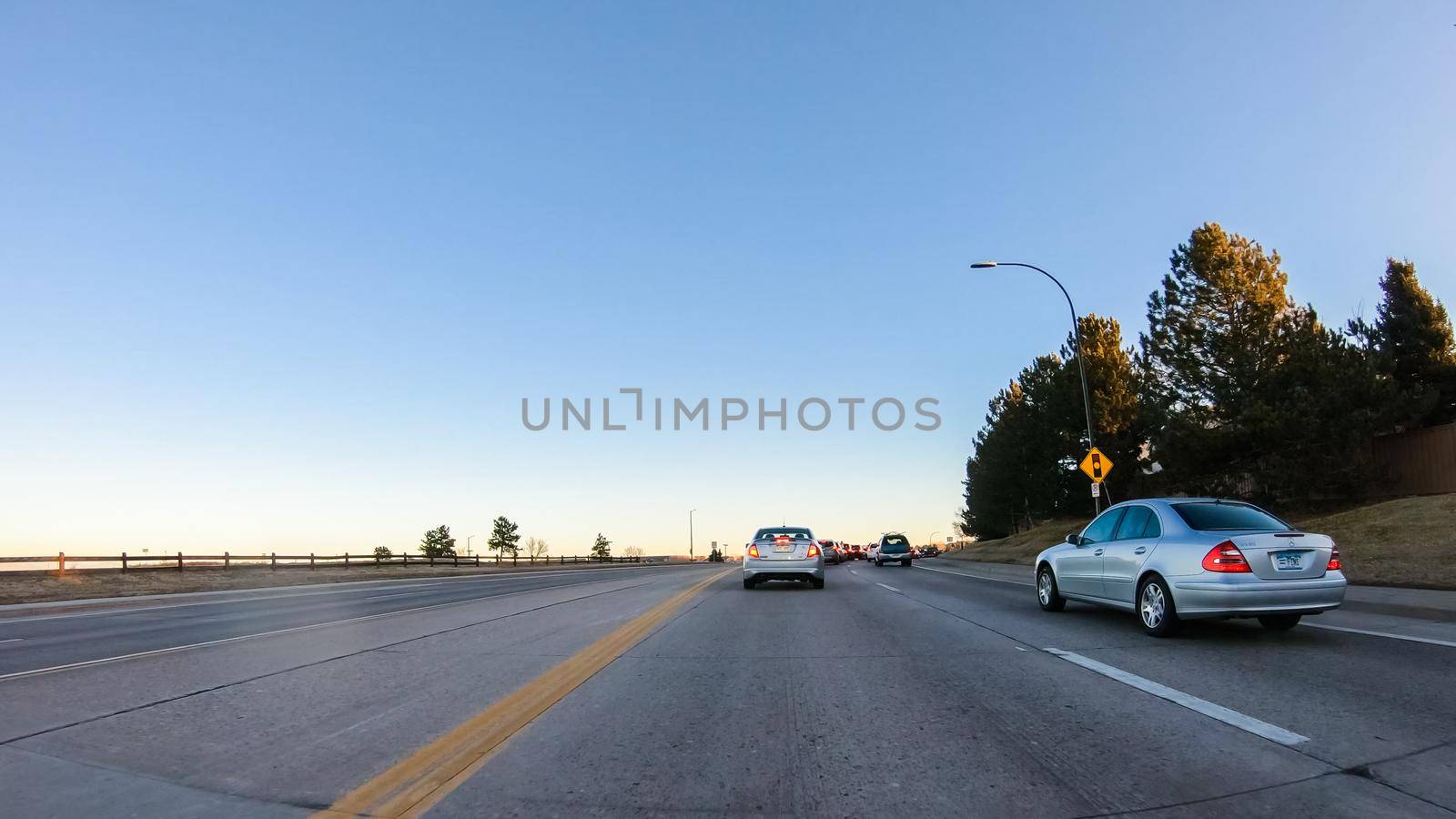 Denver, Colorado, USA-January 15, 2020 - Driving on typical paved roads in suburban America.