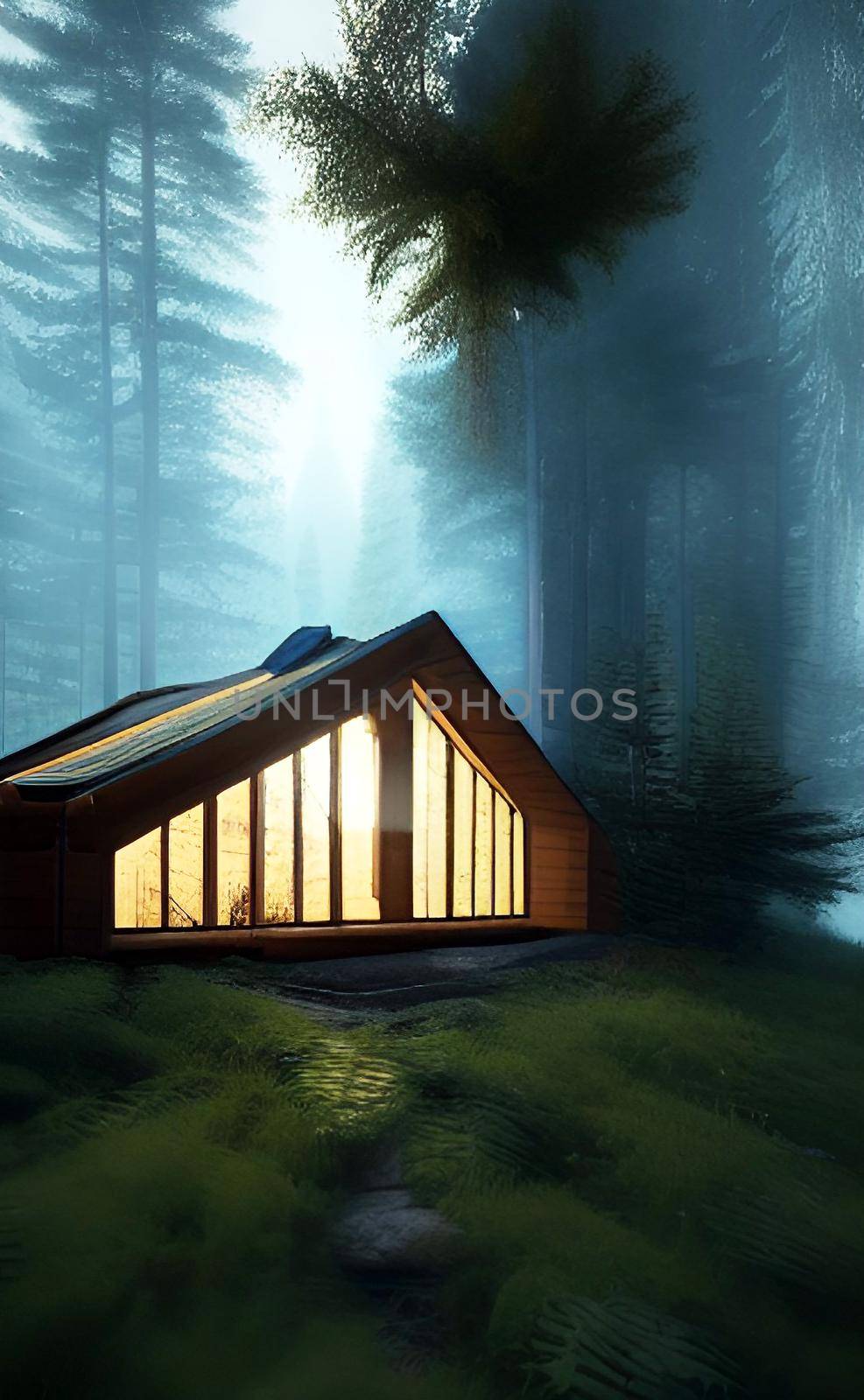 Magic Dreamy House in Nature. Fantastic Dreamhouse Illustration. by iliris