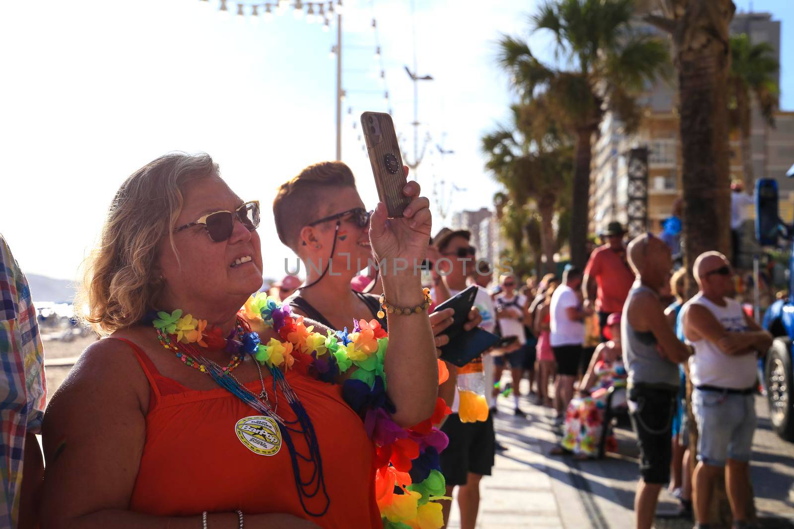 Benidorm, Alicante, Spain- September 10, 2022: People dancing and having fun at the Gay Pride Parade in Benidorm in September