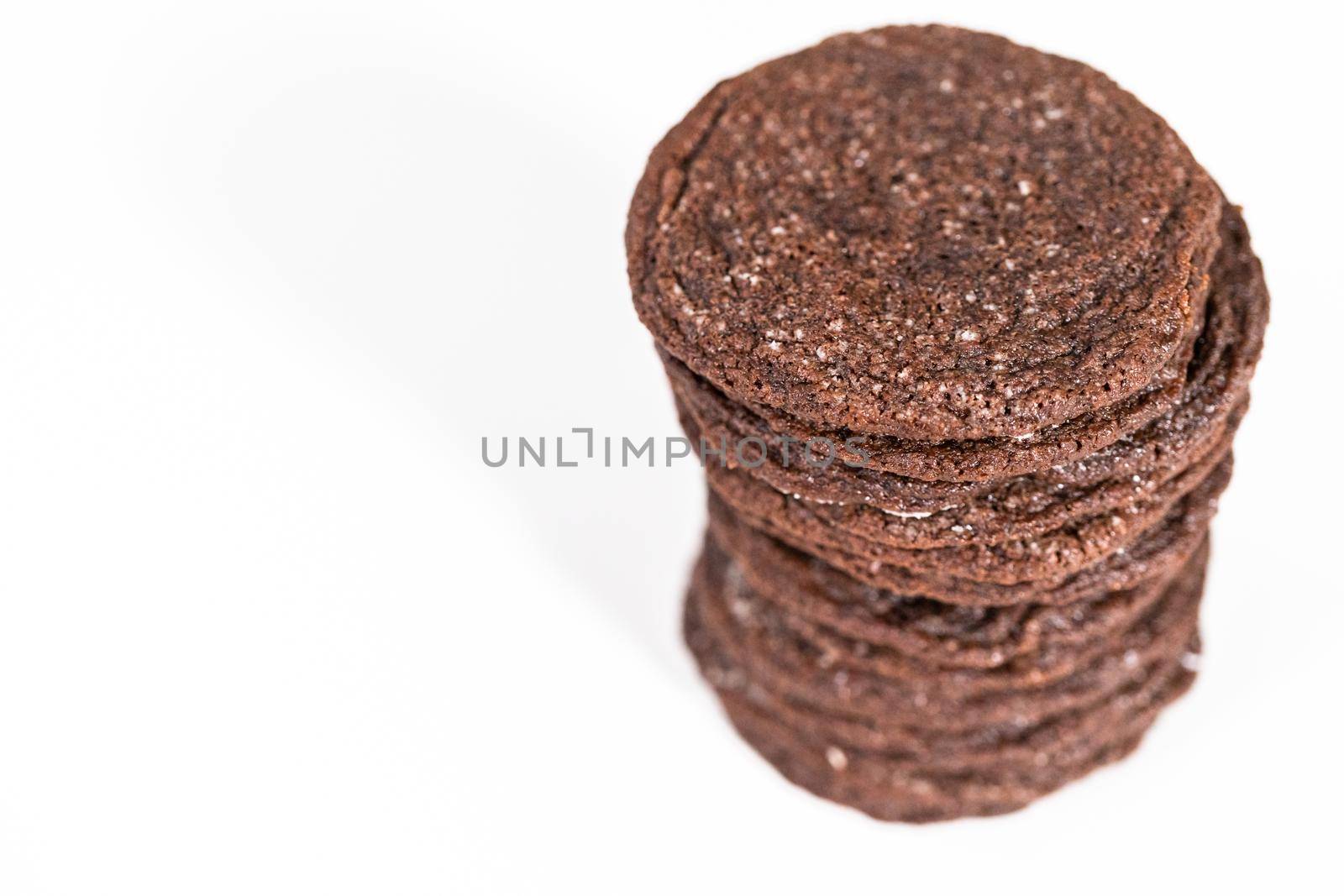 Stack of the freshly baked chocolate cookies.