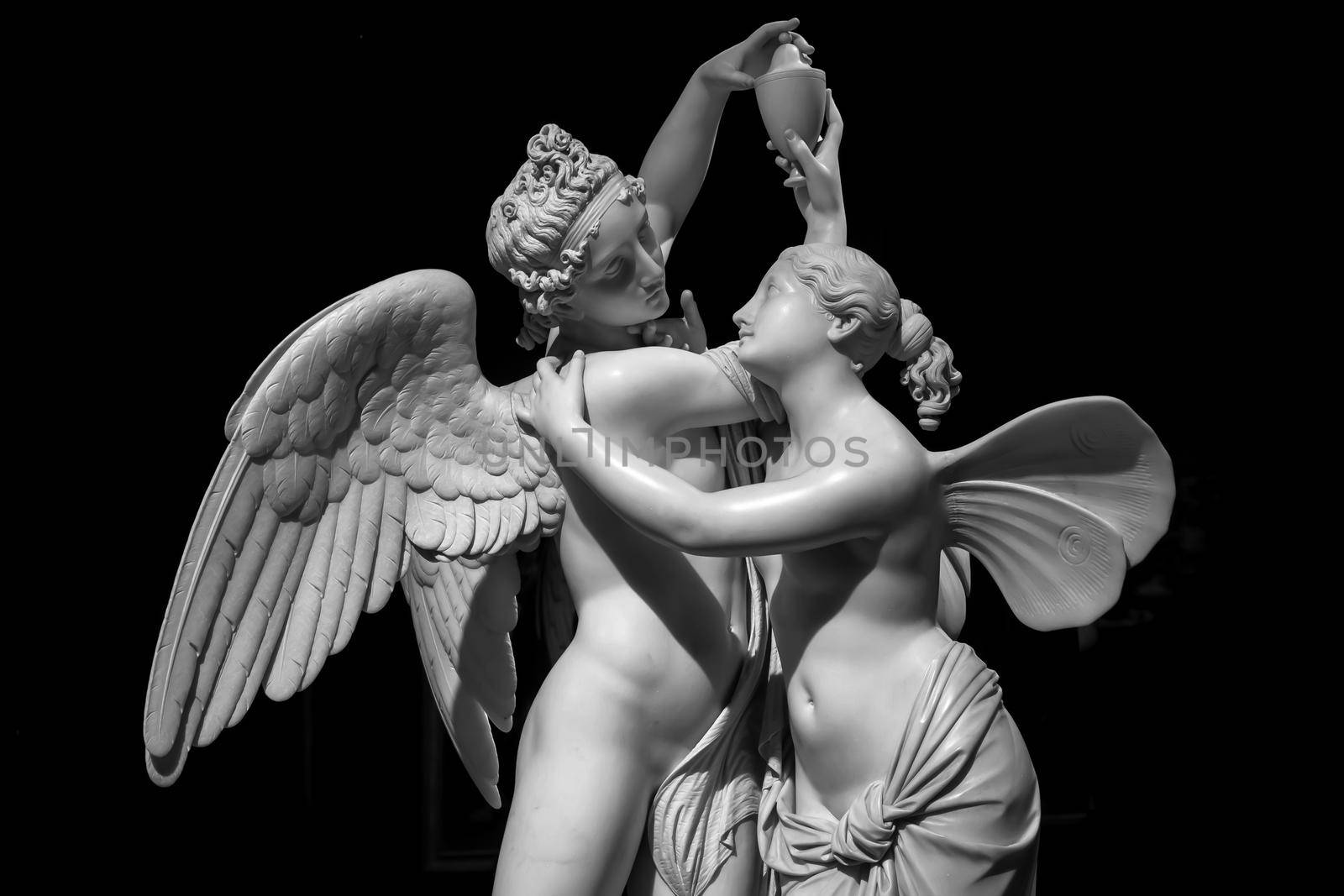 MILAN, ITALY - June 2020. Giovanni Maria Benzoni's masterpiece Cupid and Psyche (Amore e psiche, 1845), symbol of eternal love.