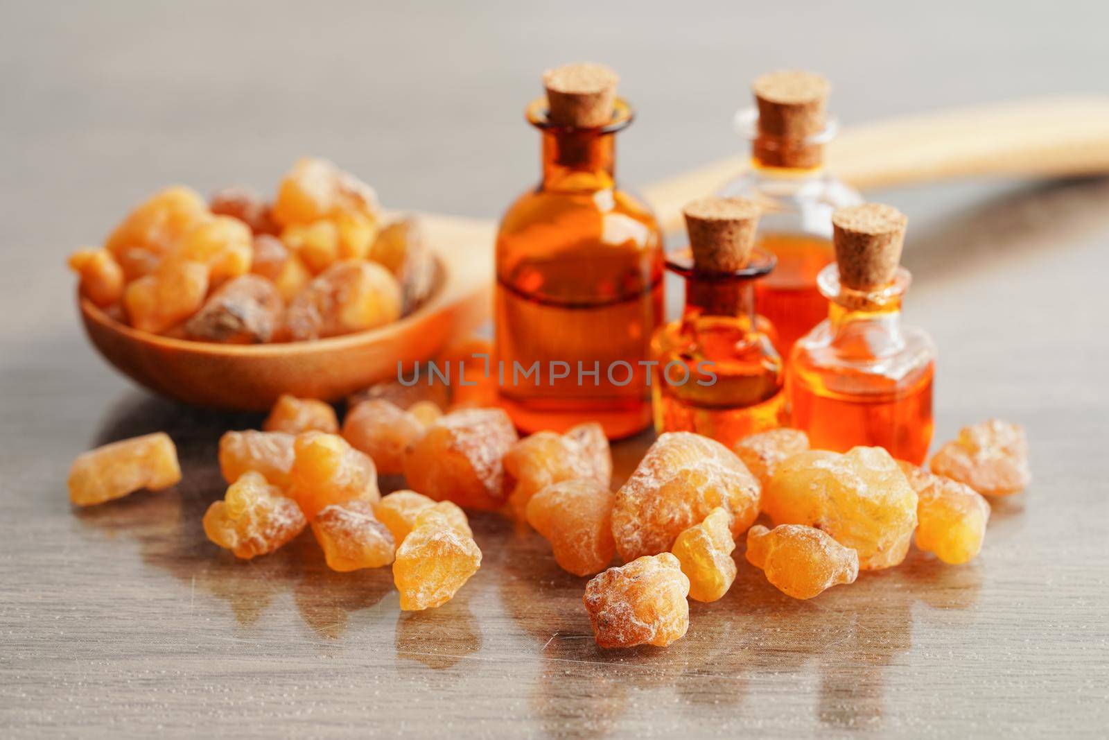 Frankincense or olibanum aromatic resin used in incense and perfumes.