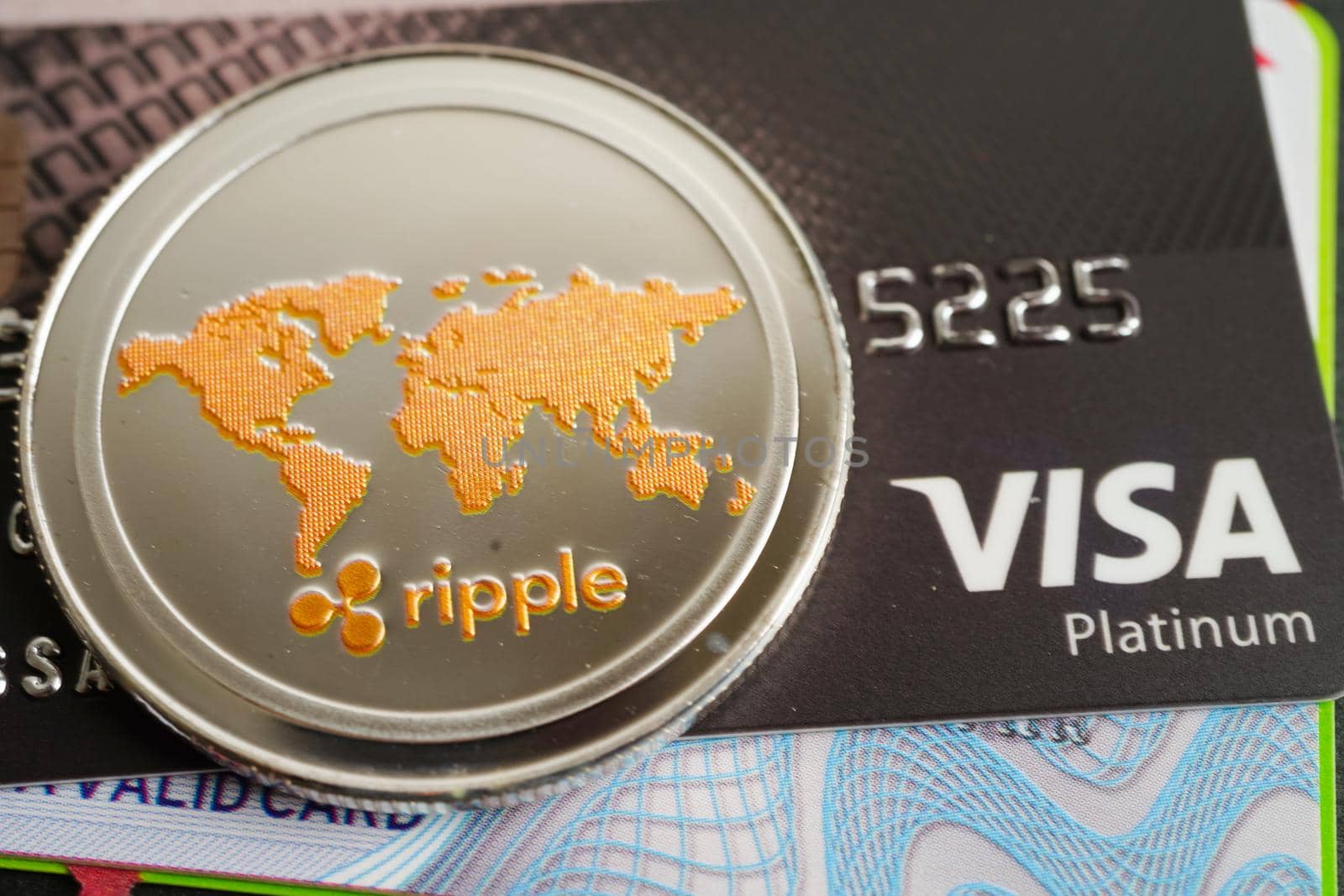 Bangkok, Thailand - May 15, 2022 Ripple coin for online business and commercial, Digital currency, Virtual cryptocurrency.