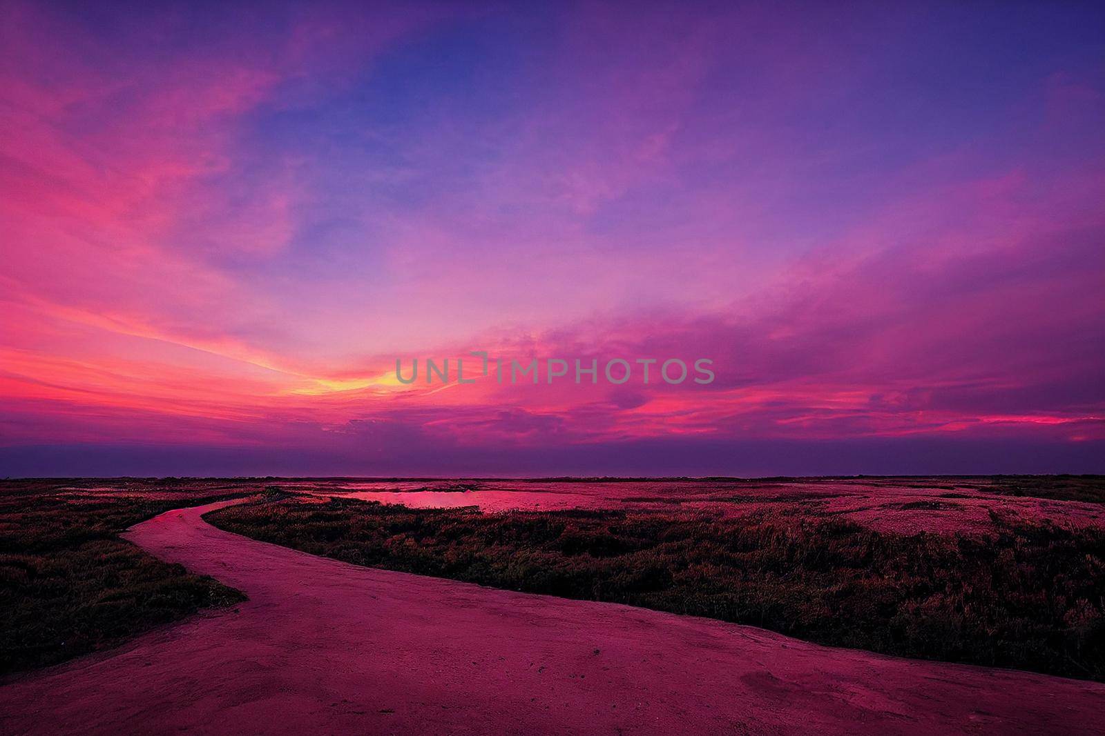 Beautiful pastel pink and purple skies and clouds at night as the sun sets. Beautiful sky and clouds