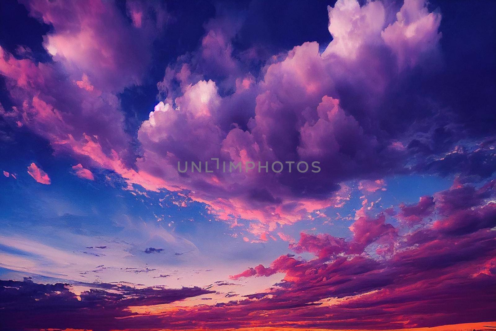 Beautiful pastel pink and purple skies and clouds at night as the sun sets. Beautiful sky and clouds