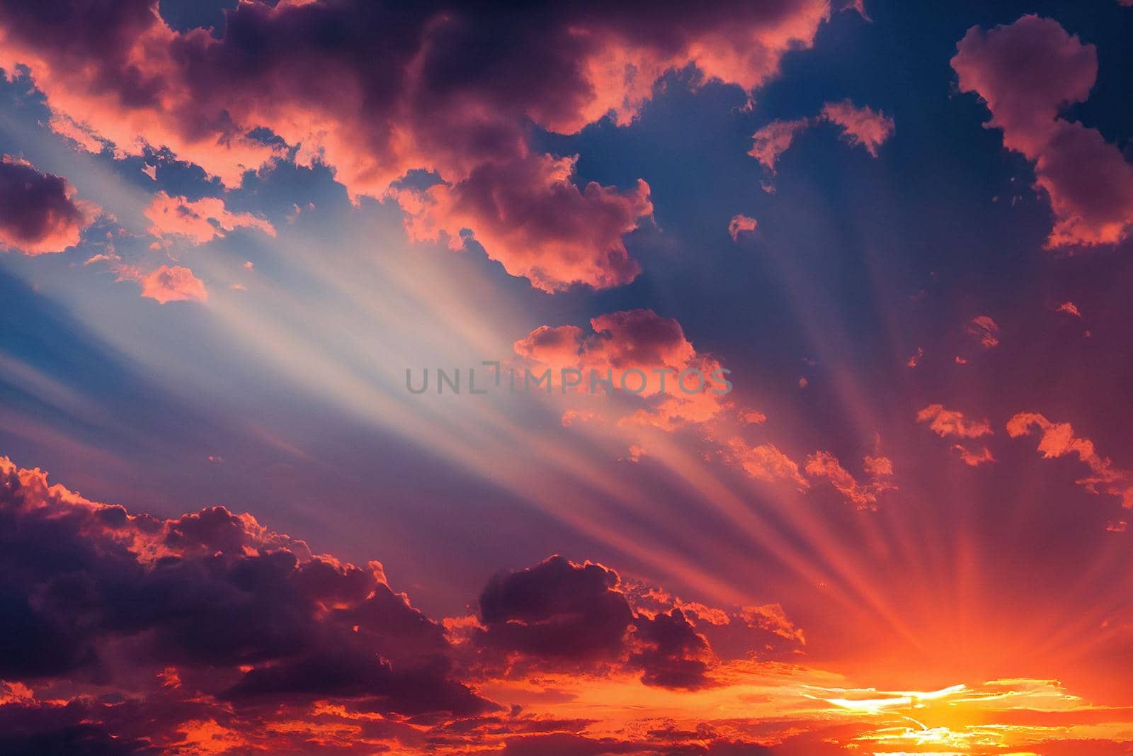 Beautiful orange sky and clouds at sunset. orange sunset, golden sky.